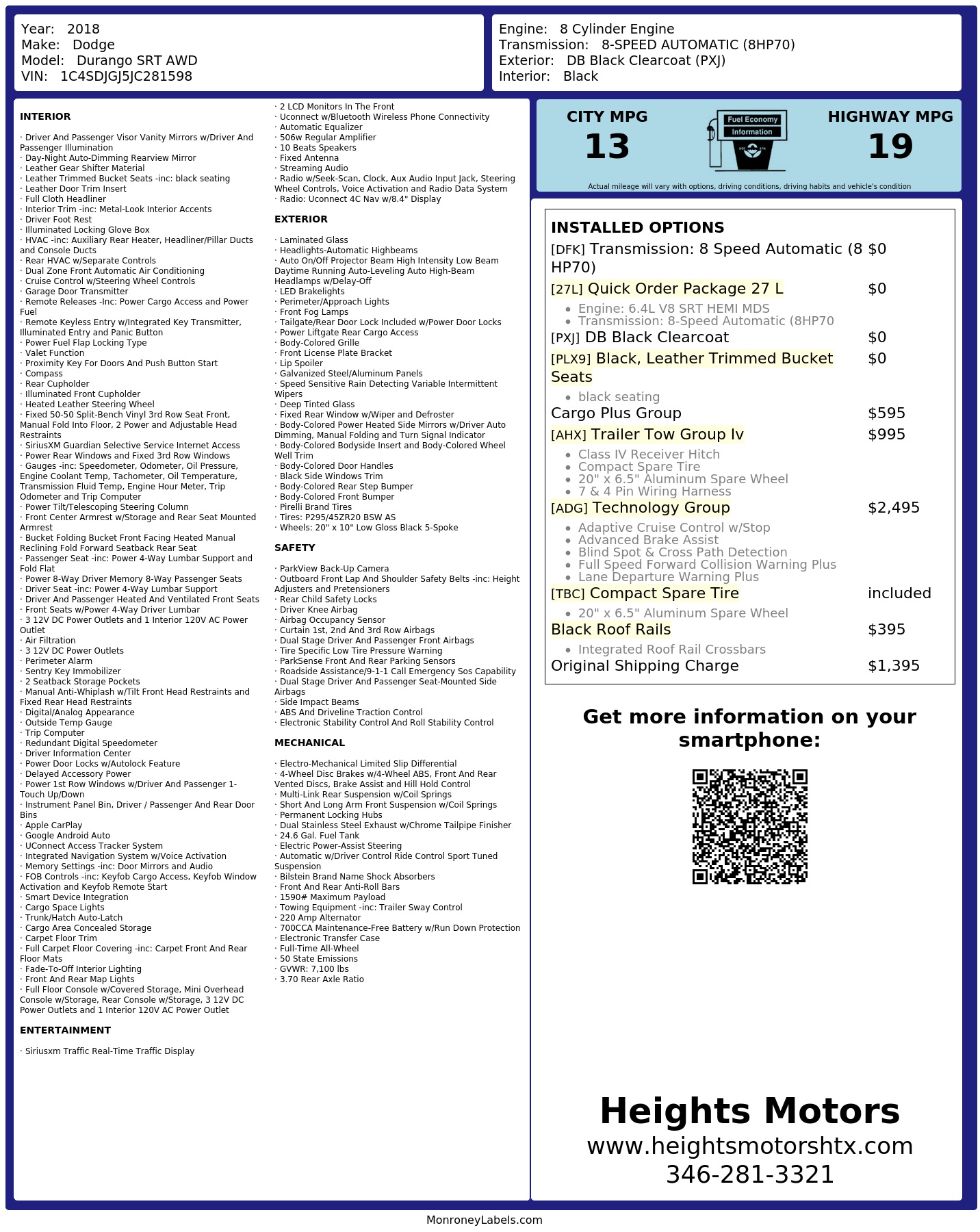 Monroney Label