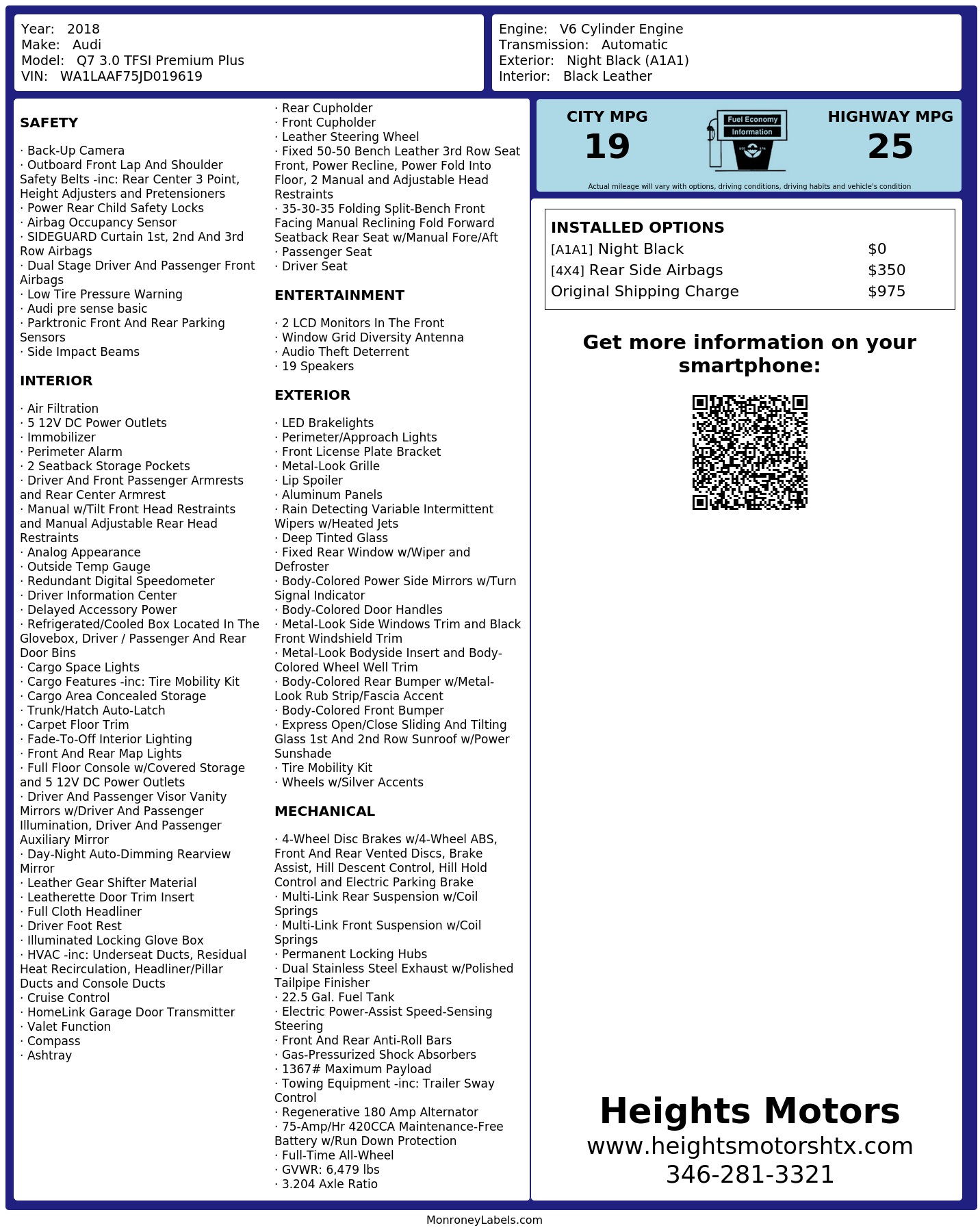 Monroney Label