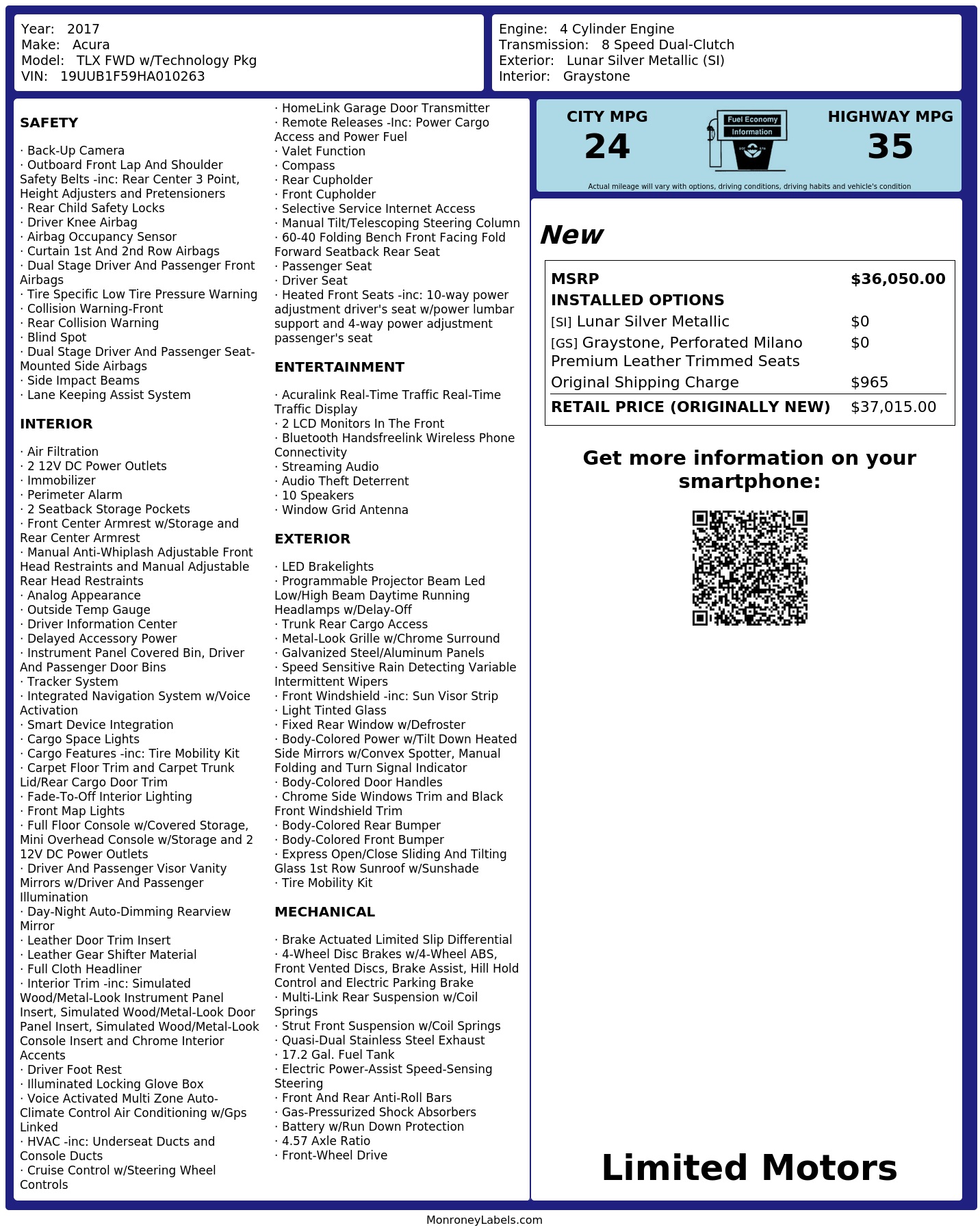Monroney Label