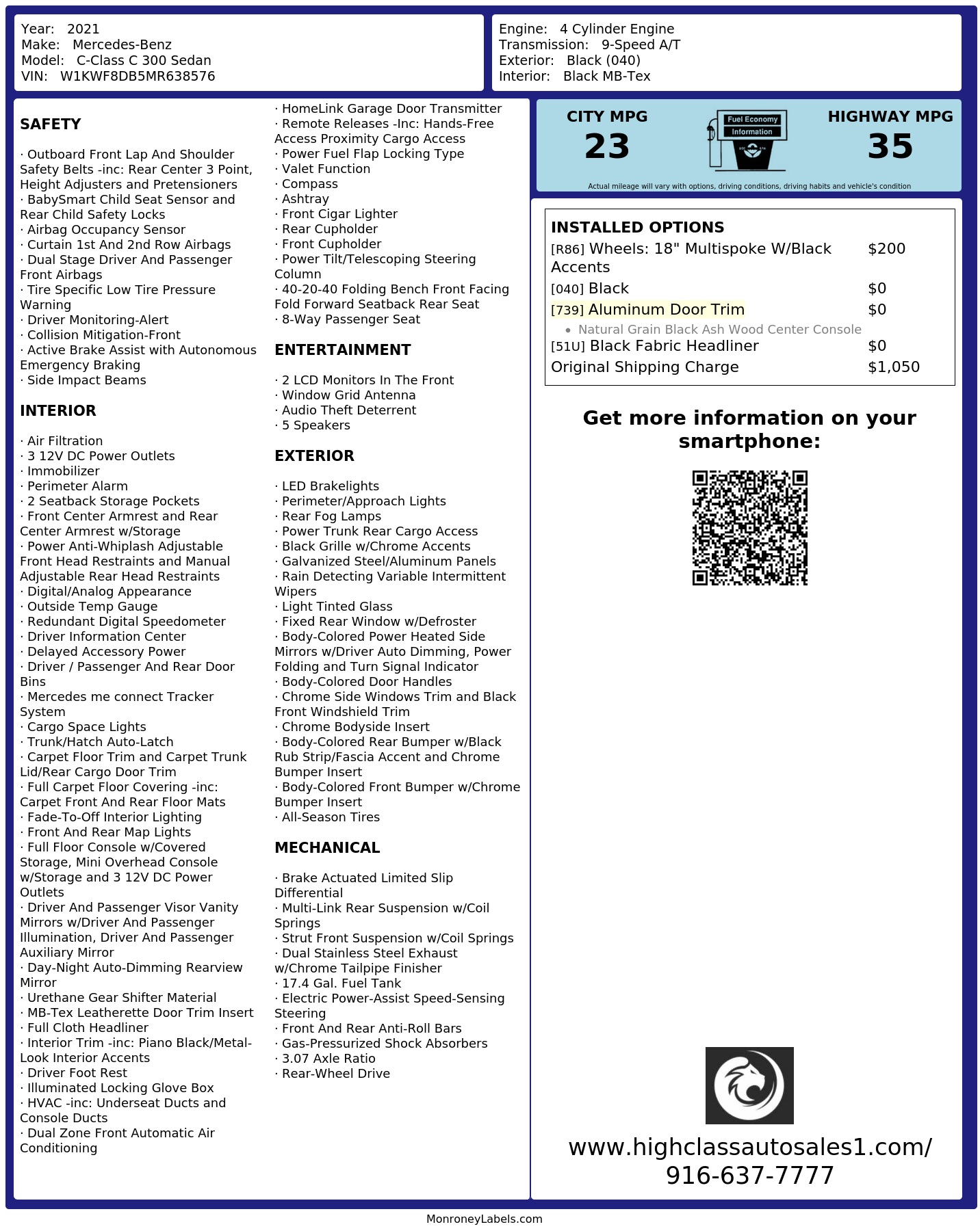 Monroney Label