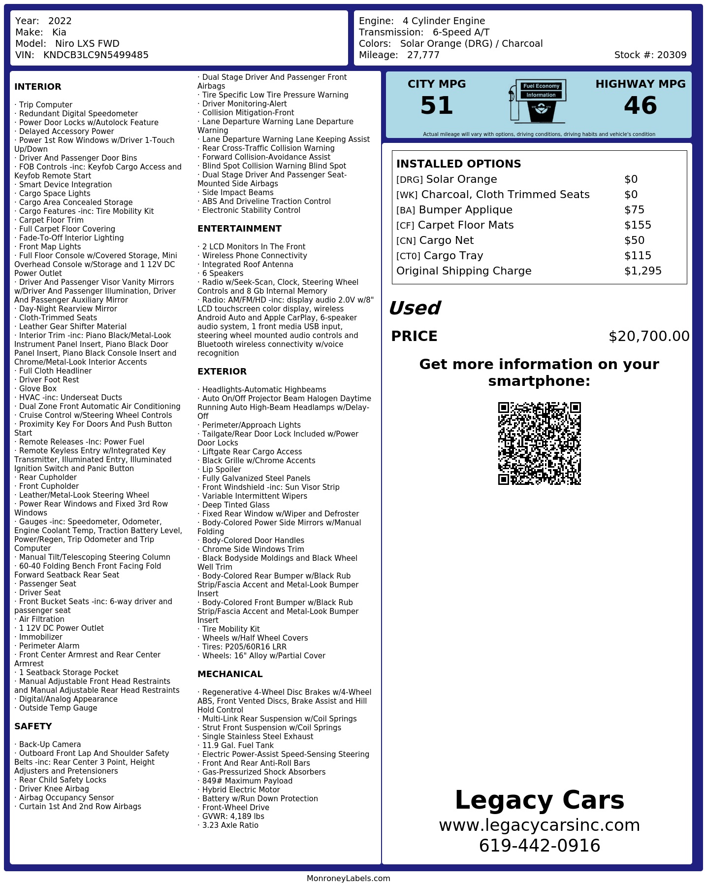 Monroney Label