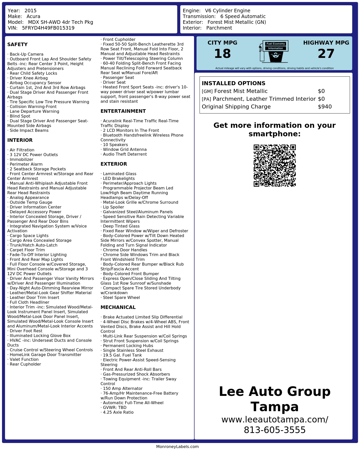 Monroney Label