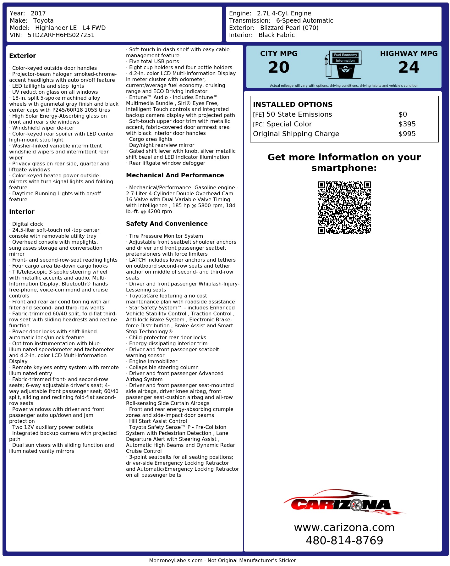 Monroney Label