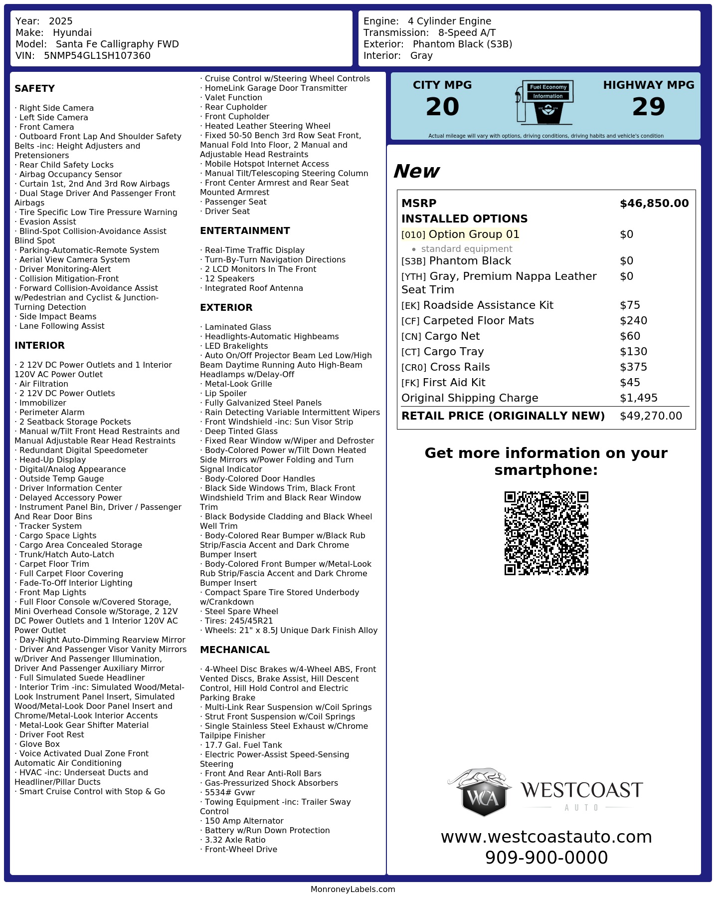 Monroney Label