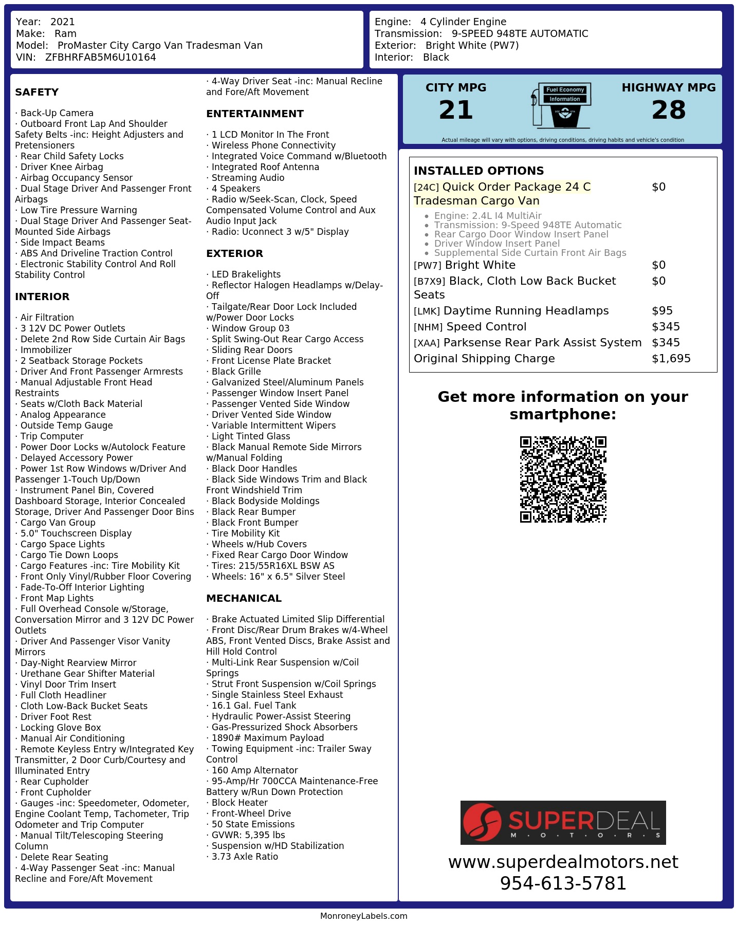 Monroney Label