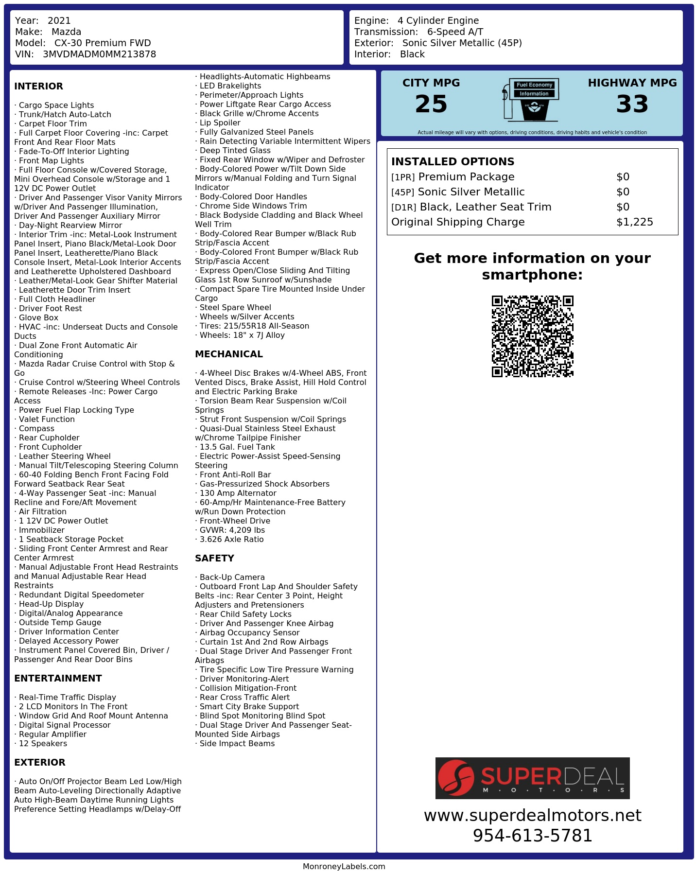 Monroney Label