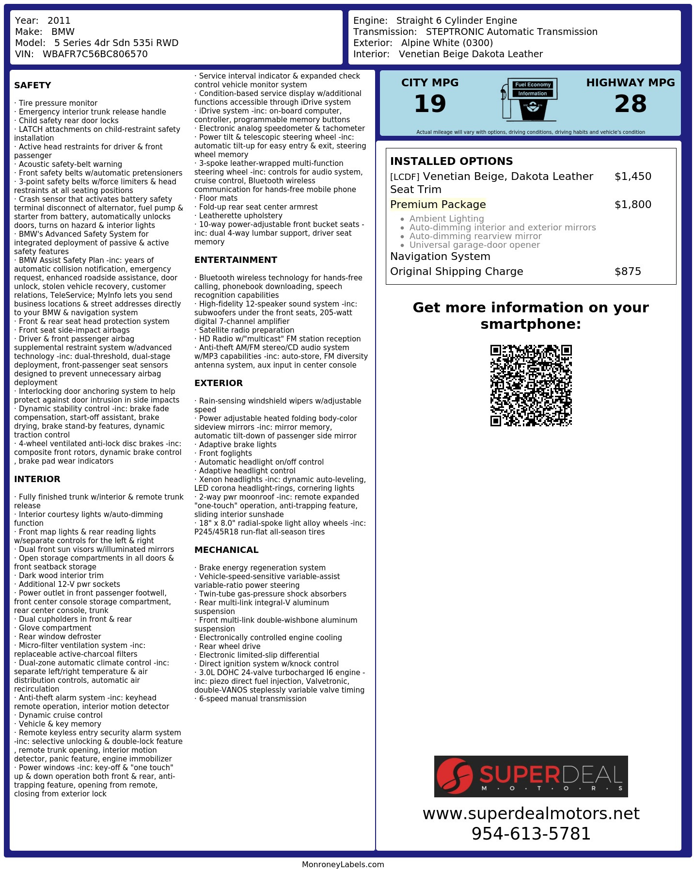 Monroney Label