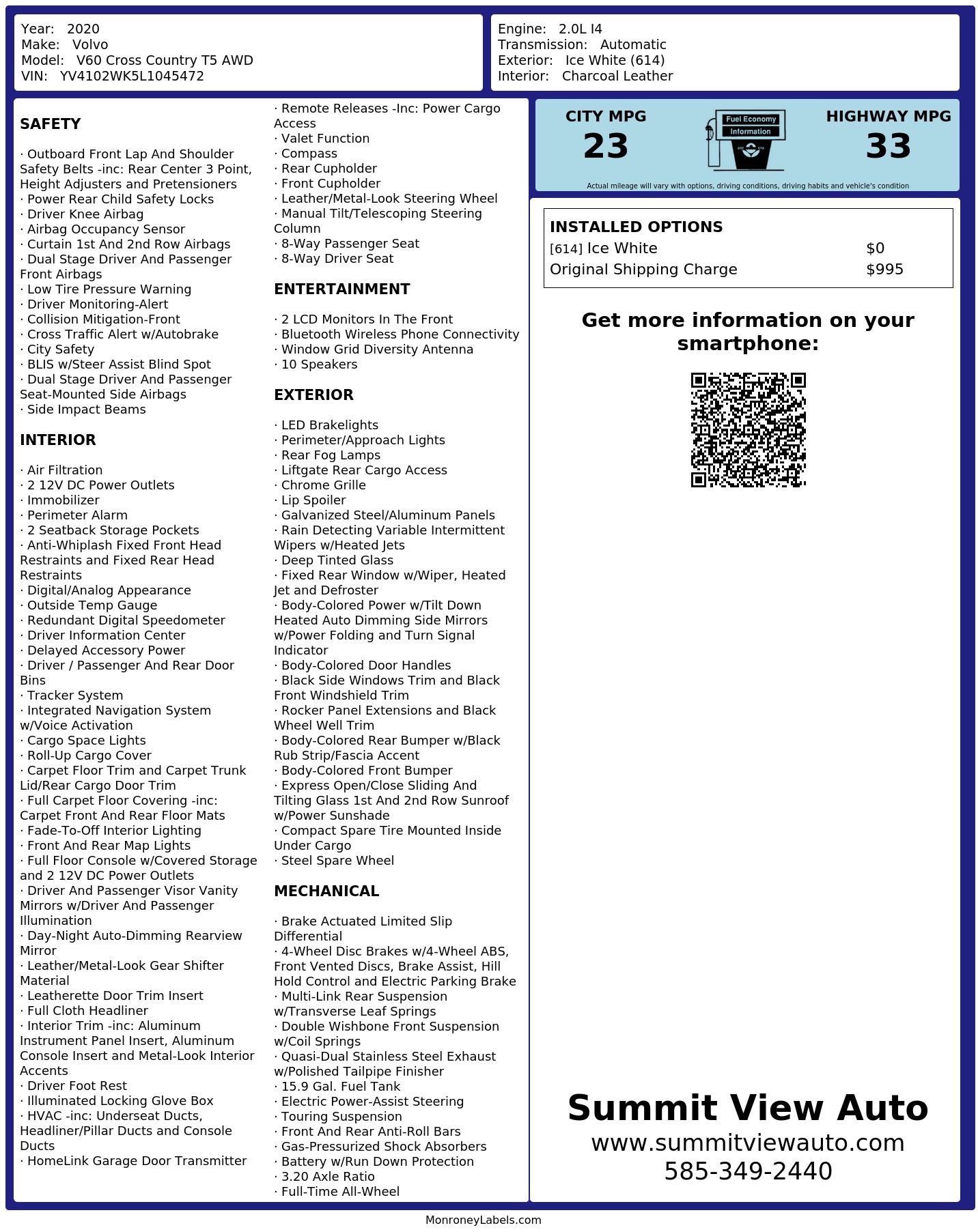 Monroney Label