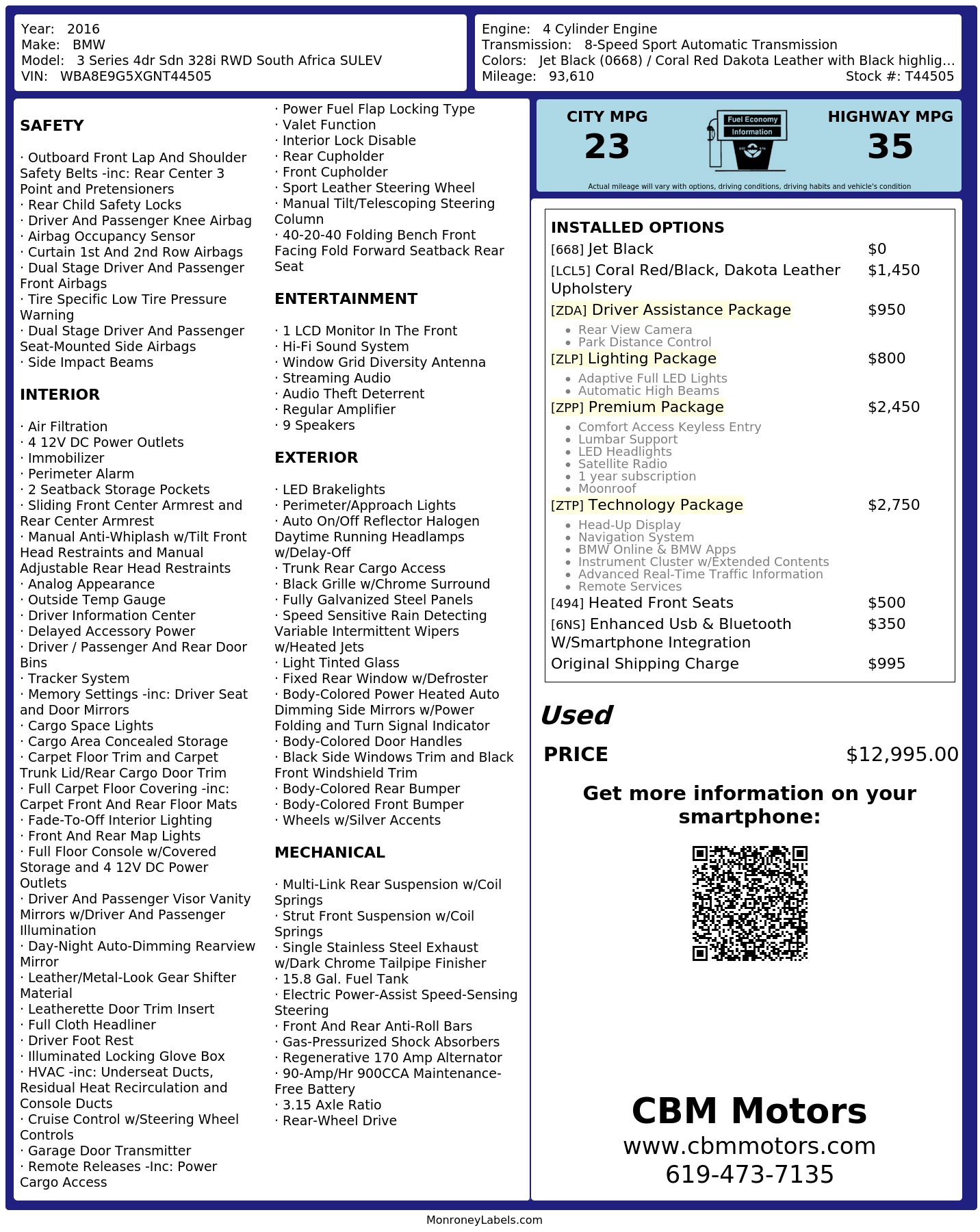Monroney Label