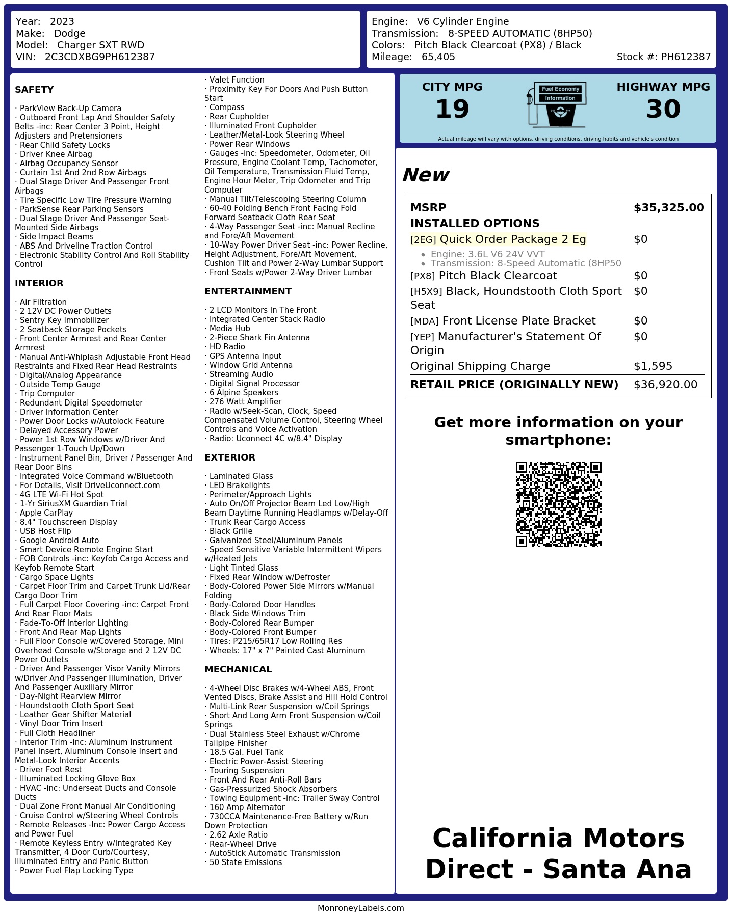 Monroney Label