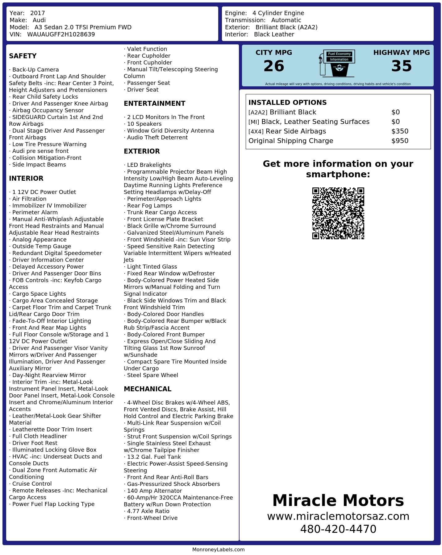 Monroney Label