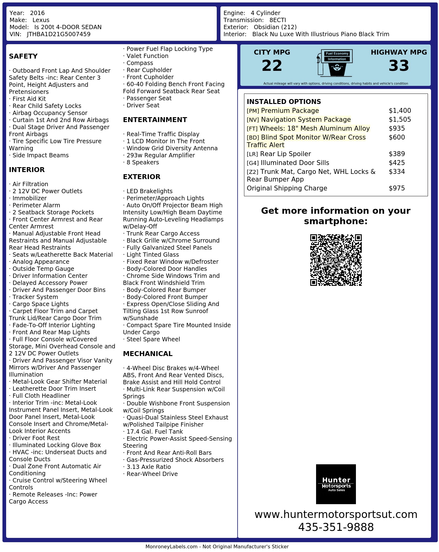 Monroney Label