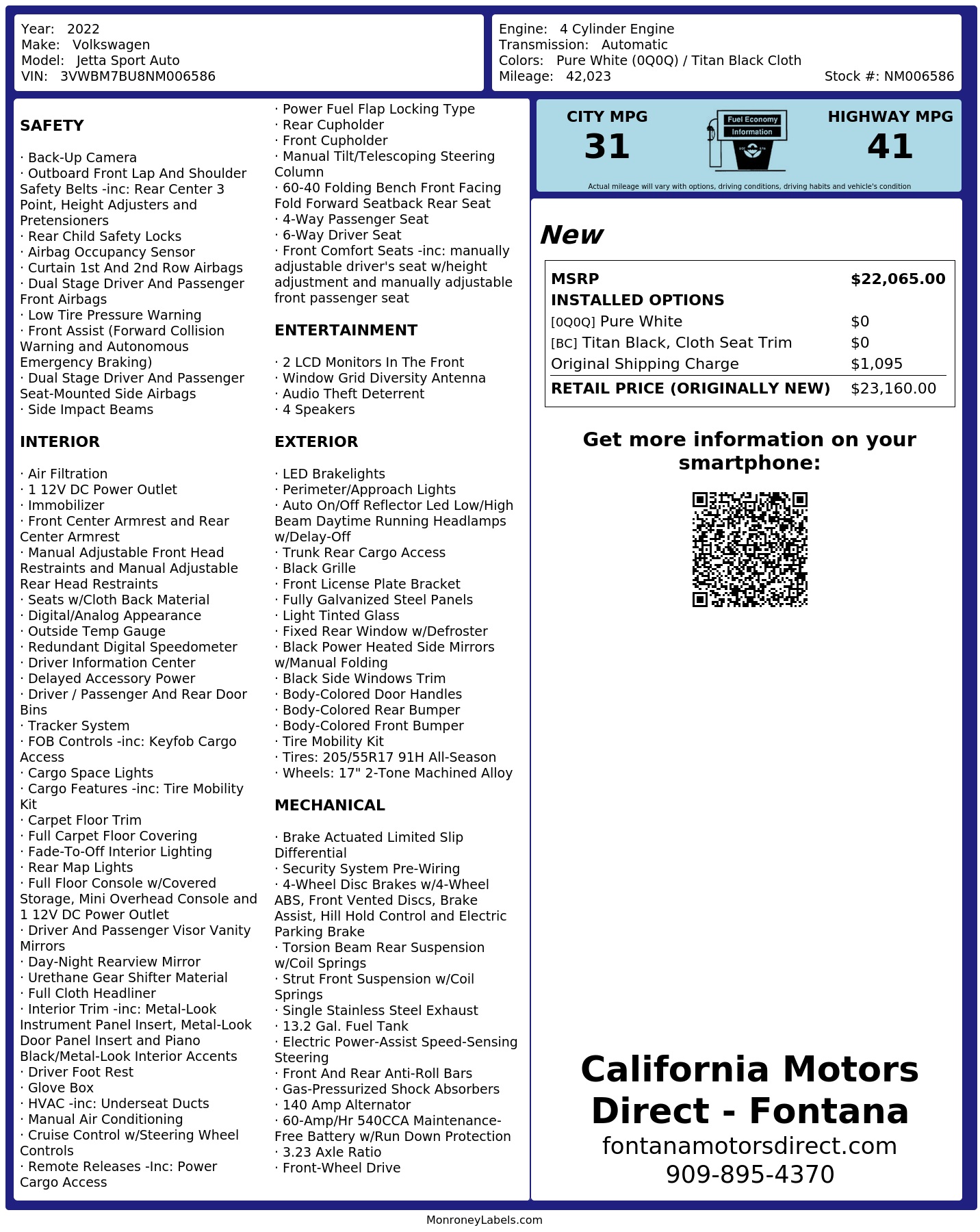 Monroney Label