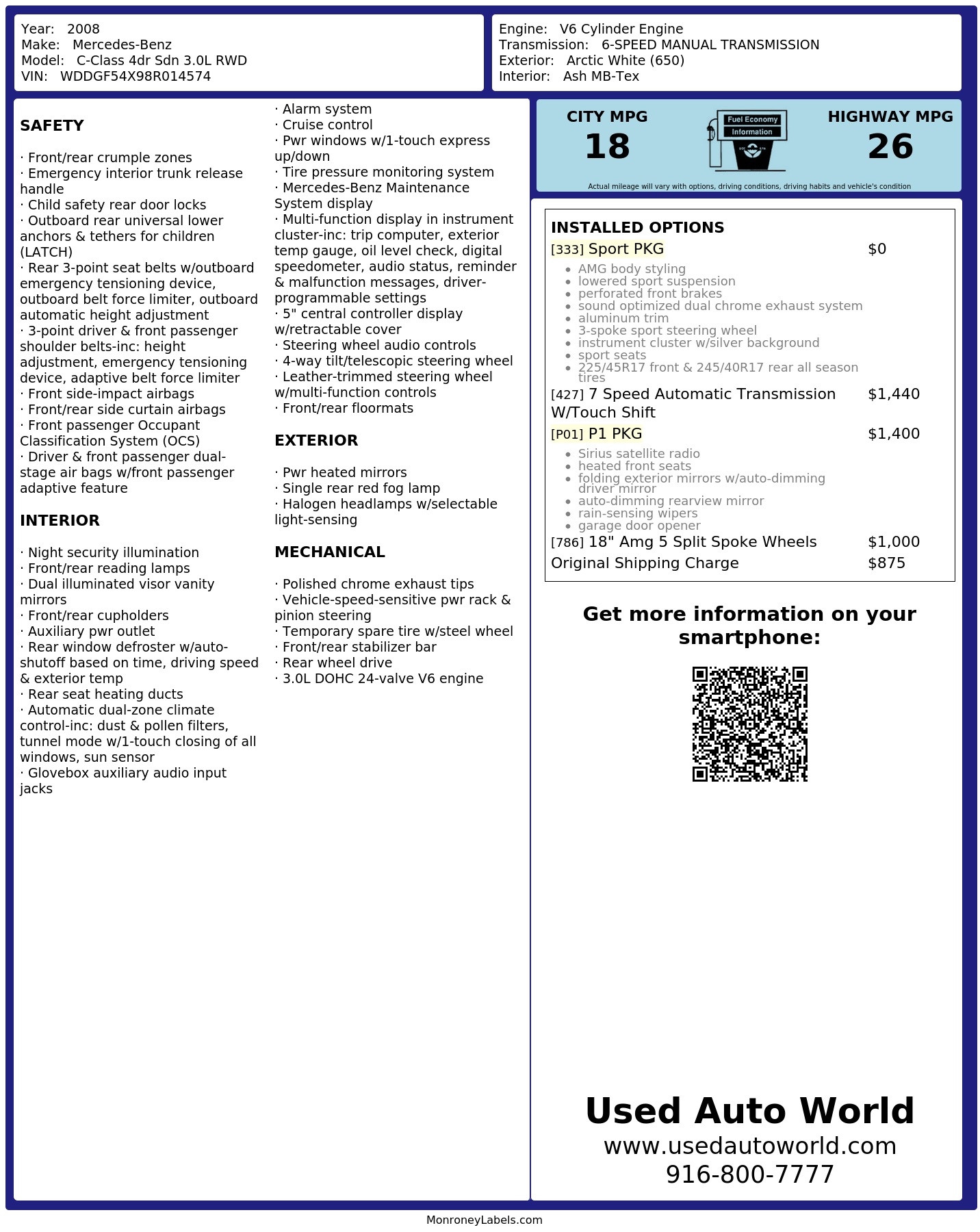 Monroney Label