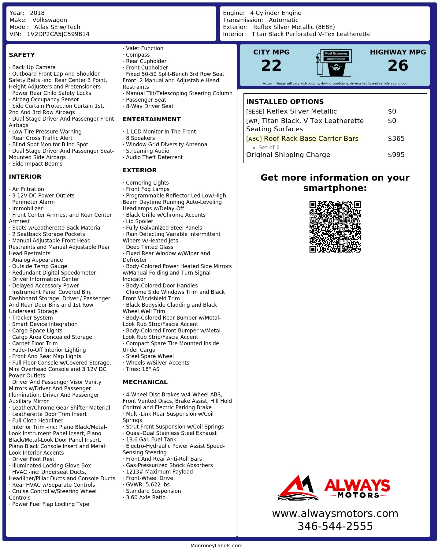 Monroney Label