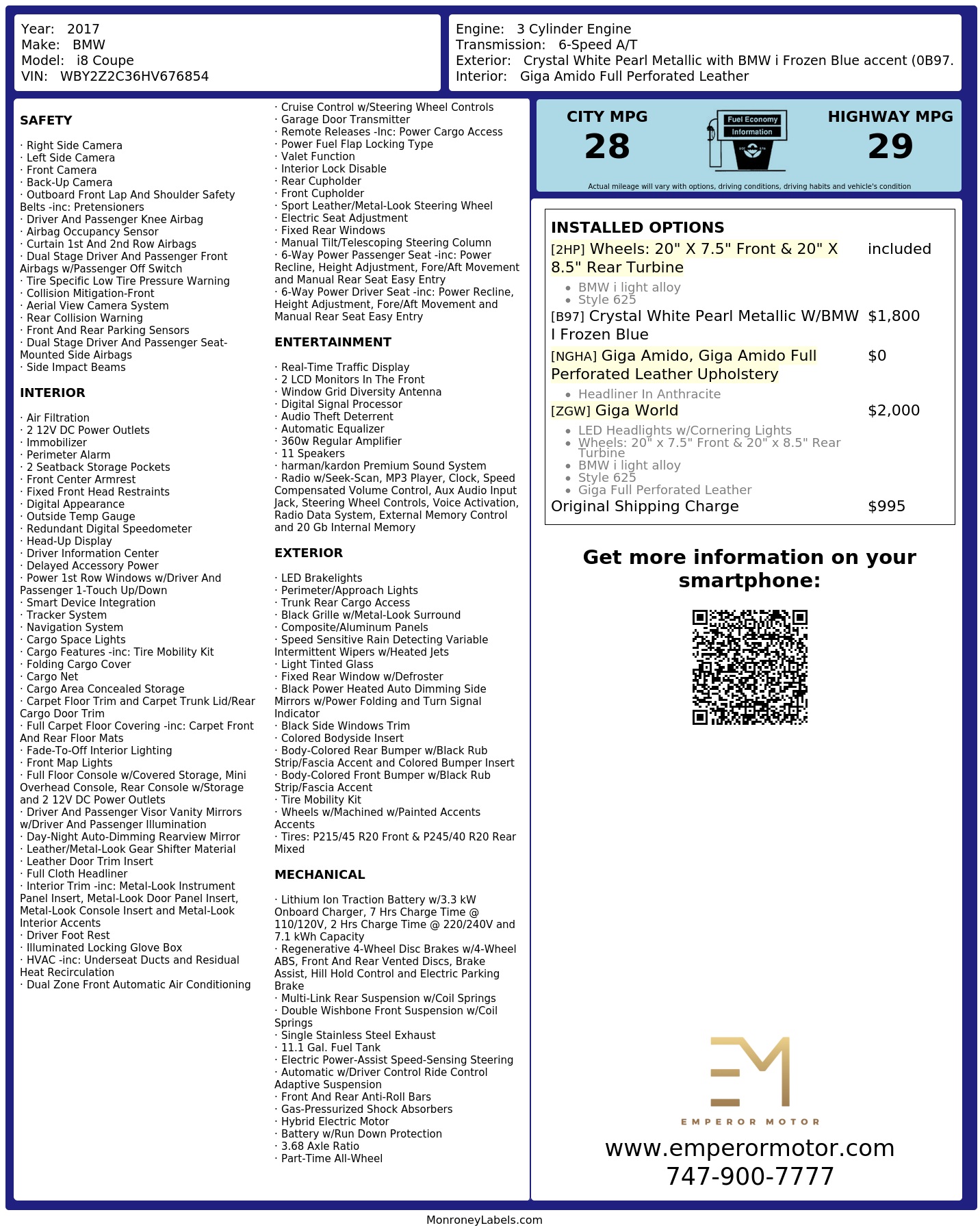 Monroney Label