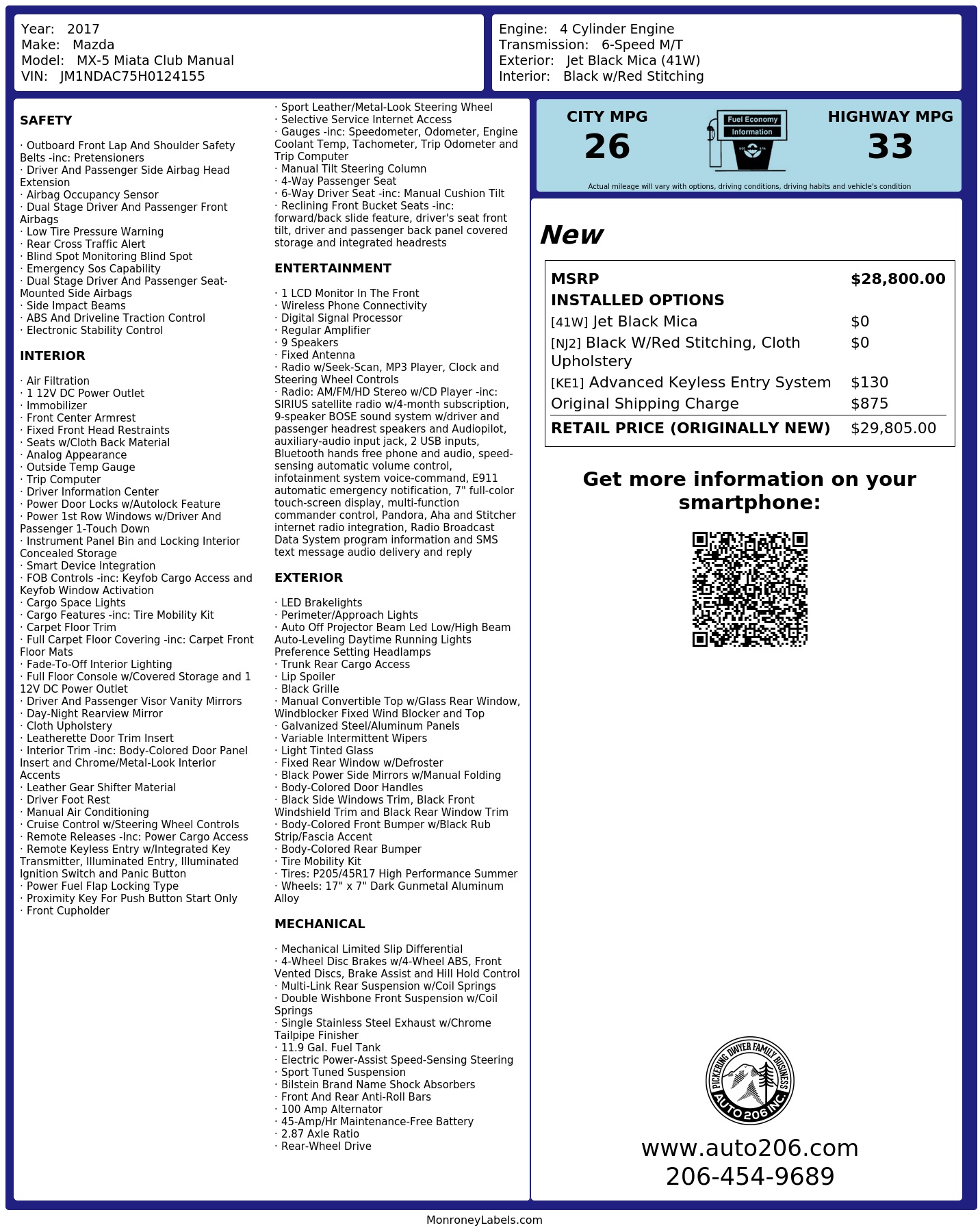 Monroney Label