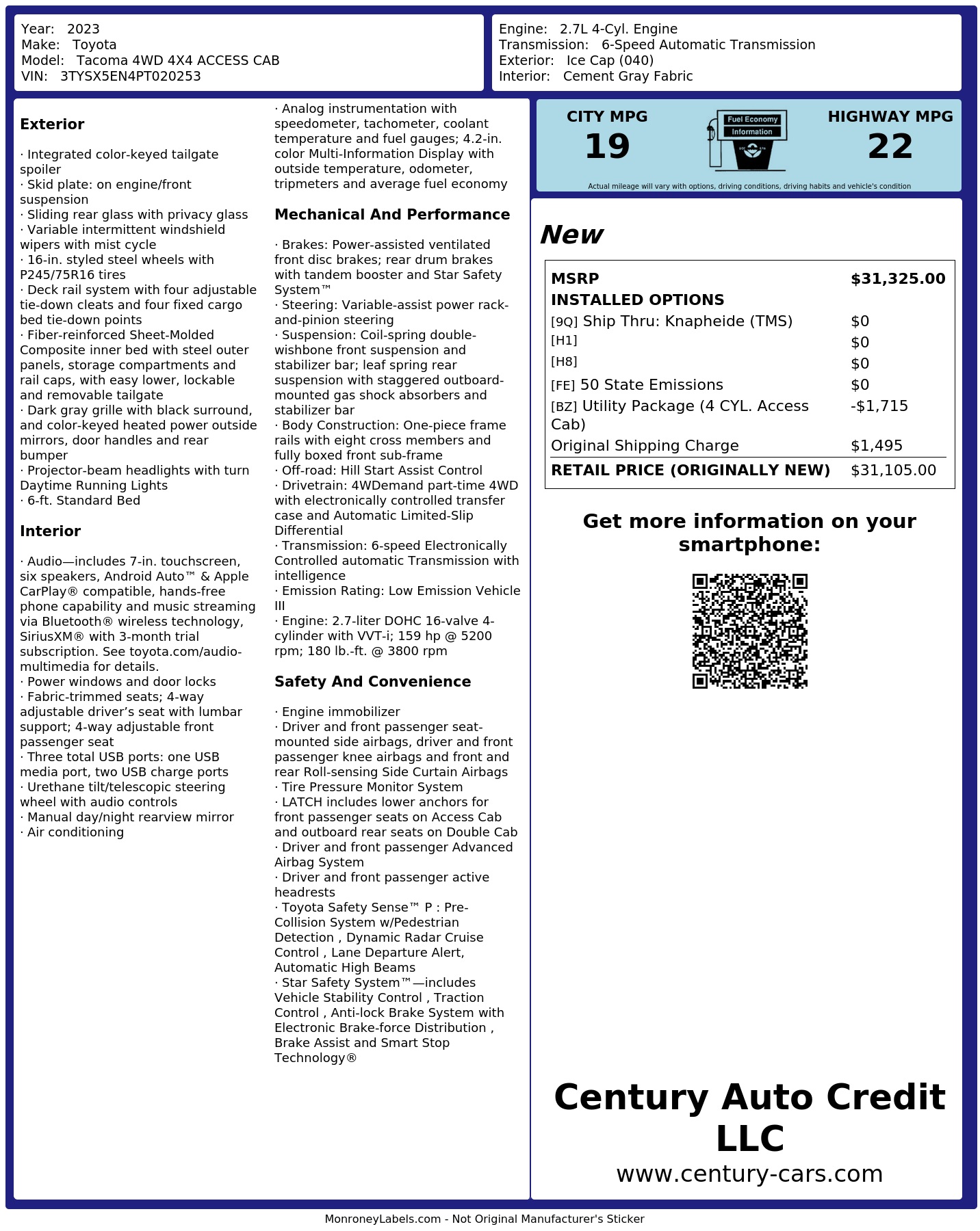 Monroney Label