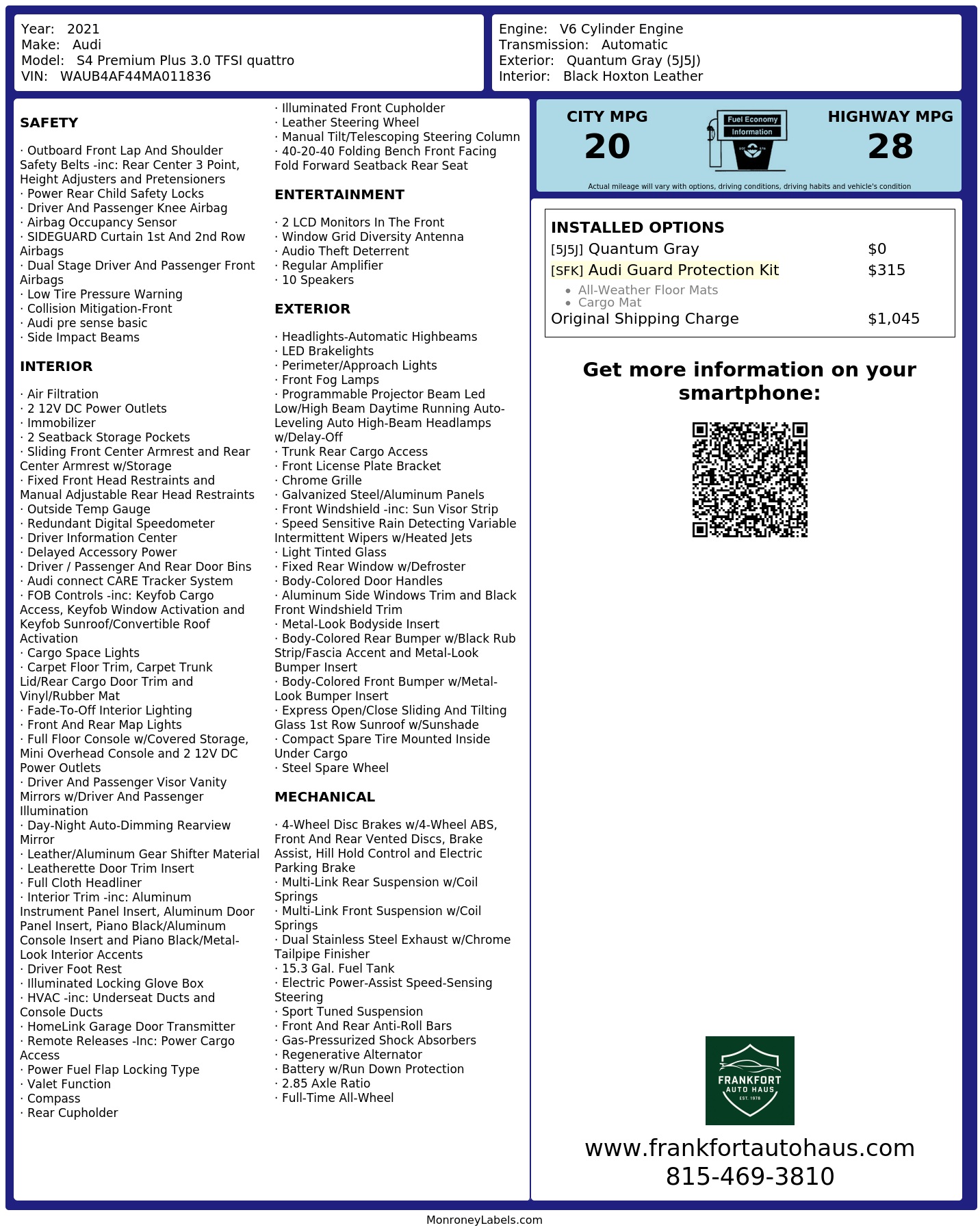 Monroney Label