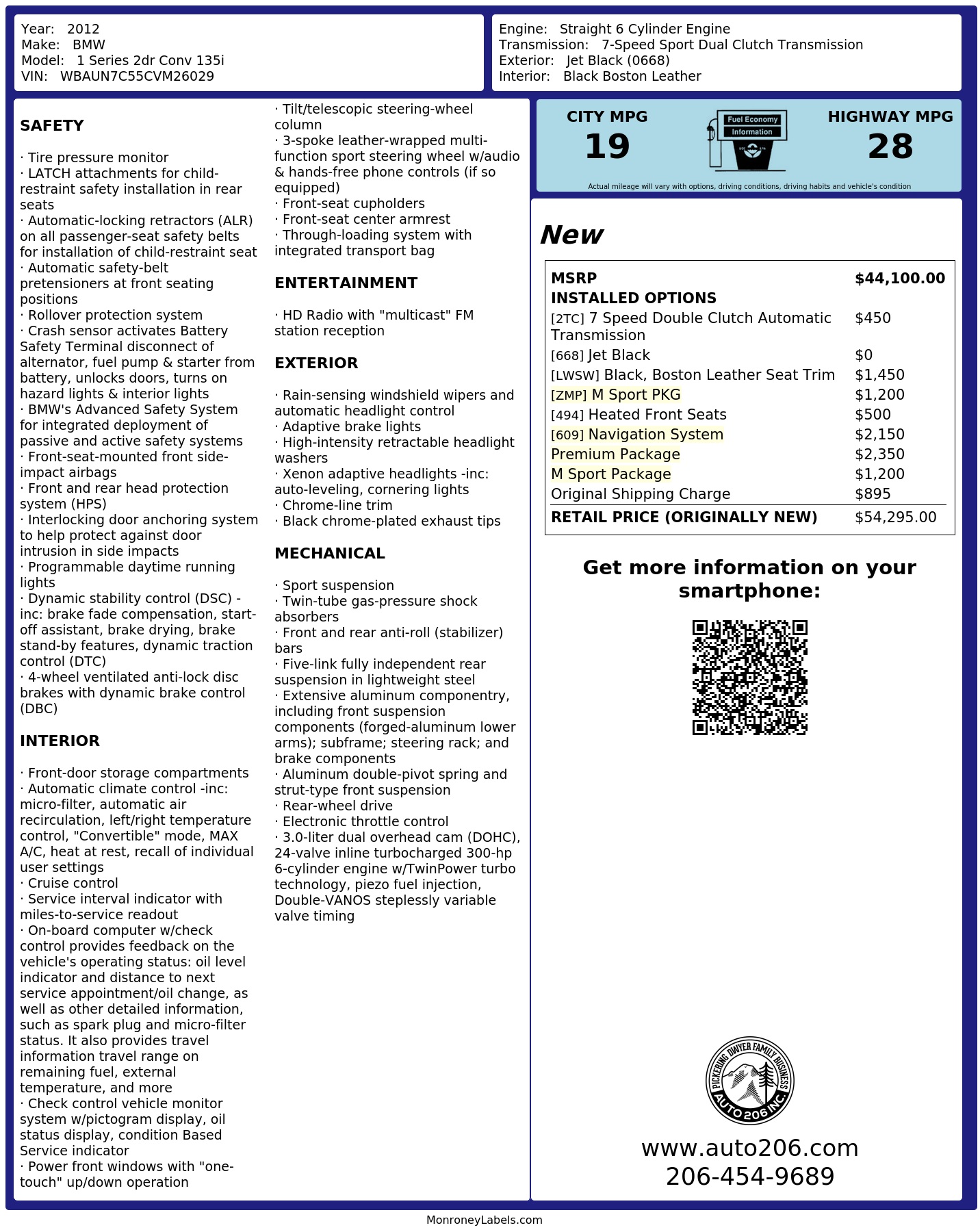 Monroney Label