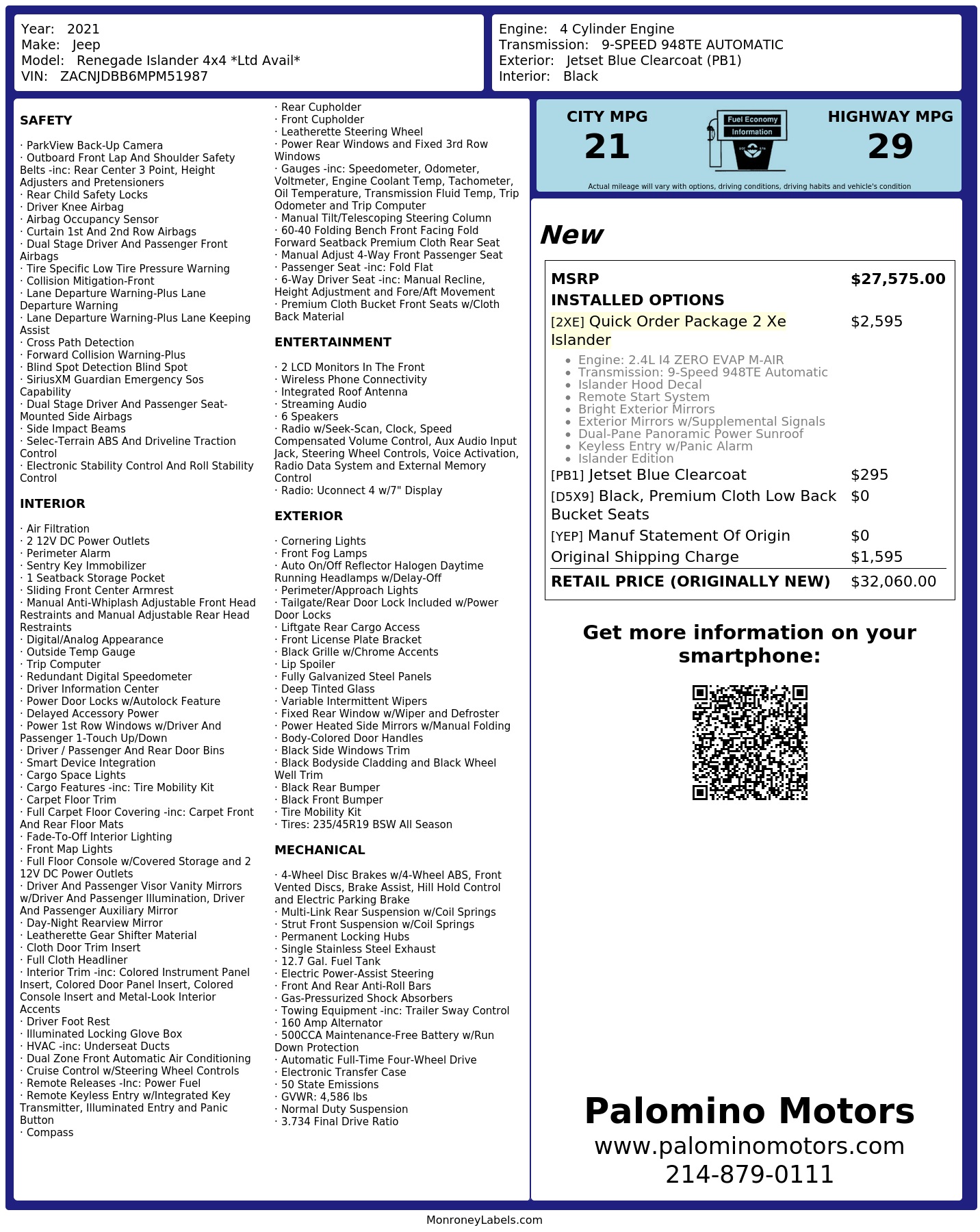 Monroney Label