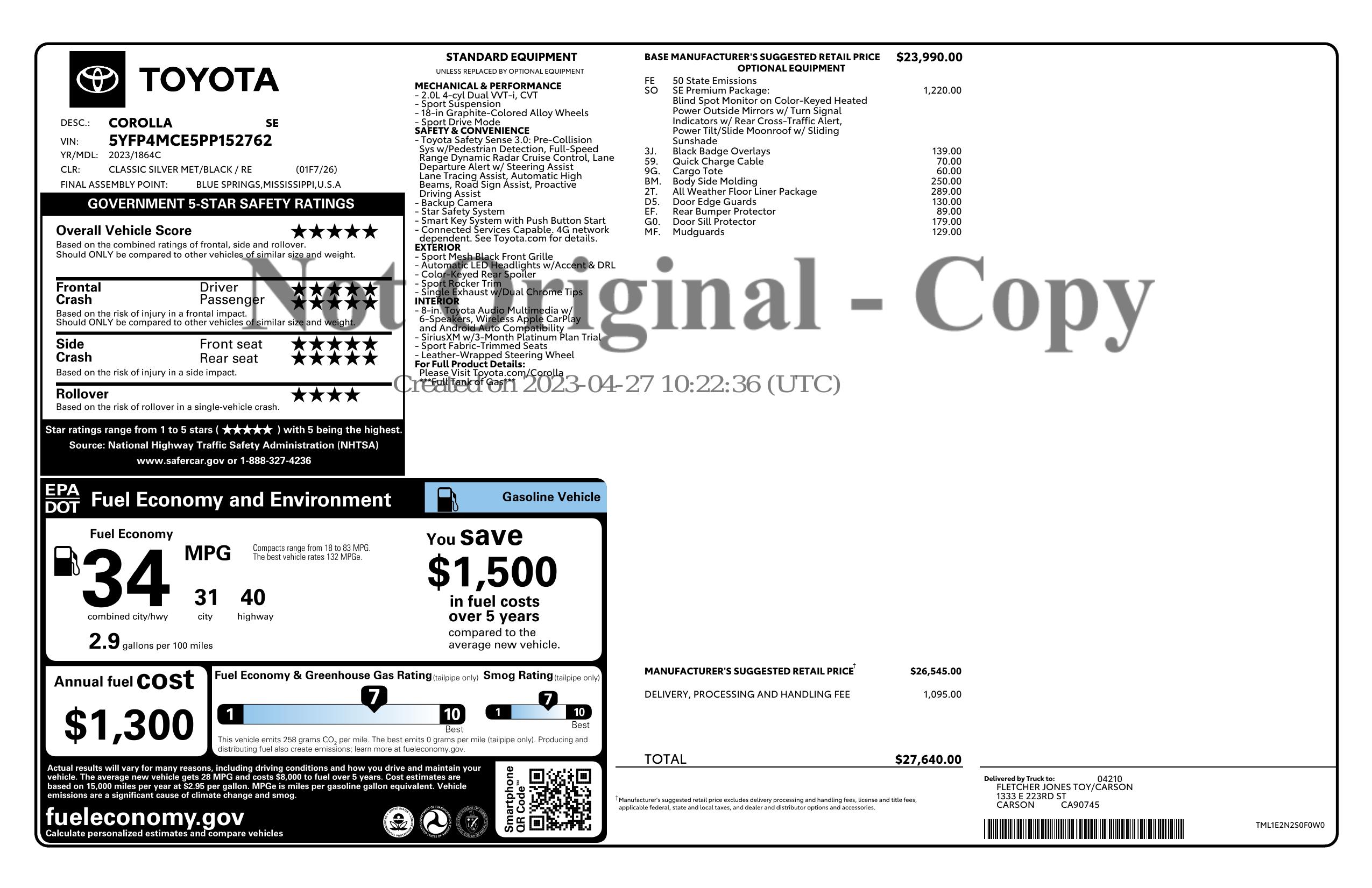 Monroney Label