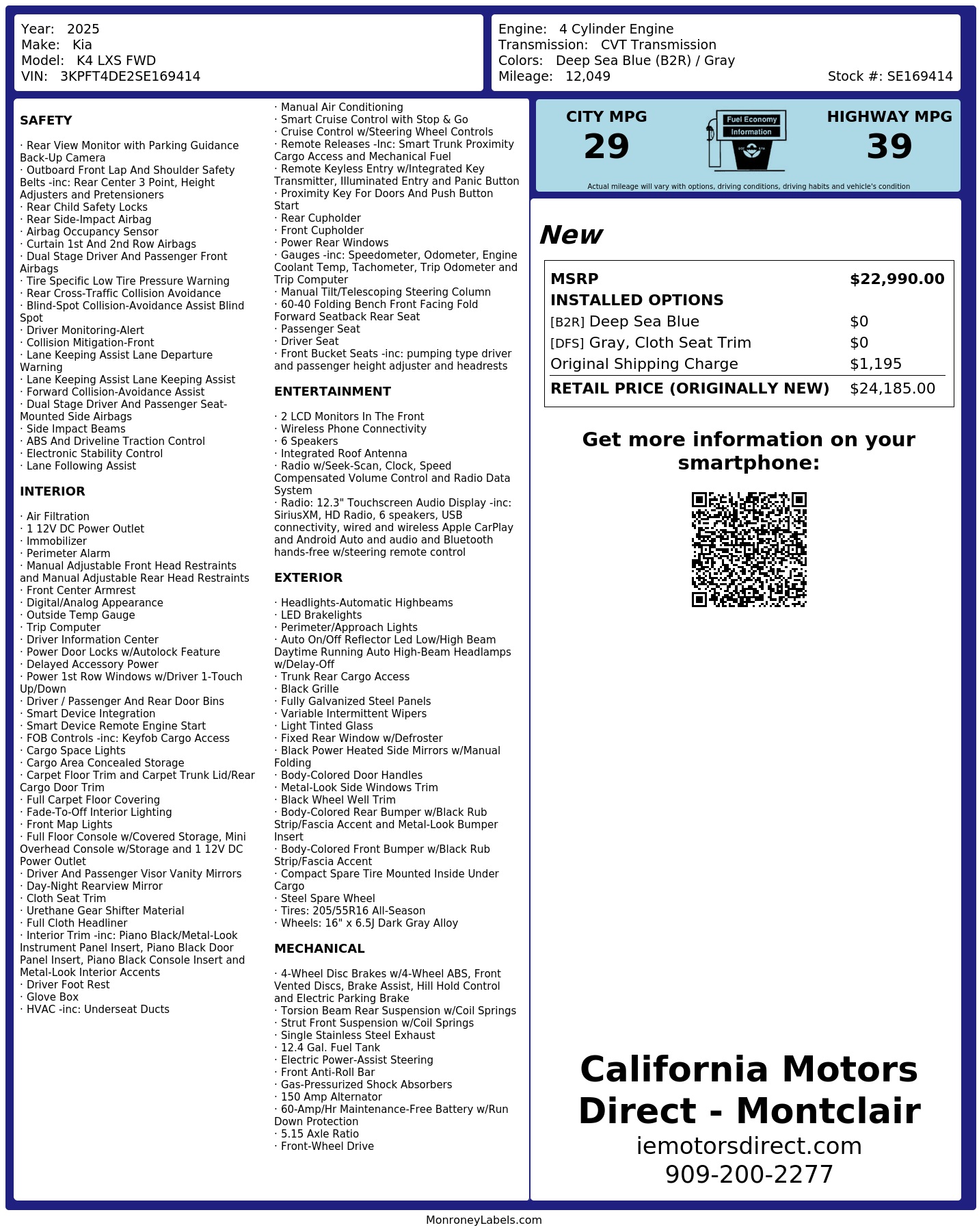 Monroney Label