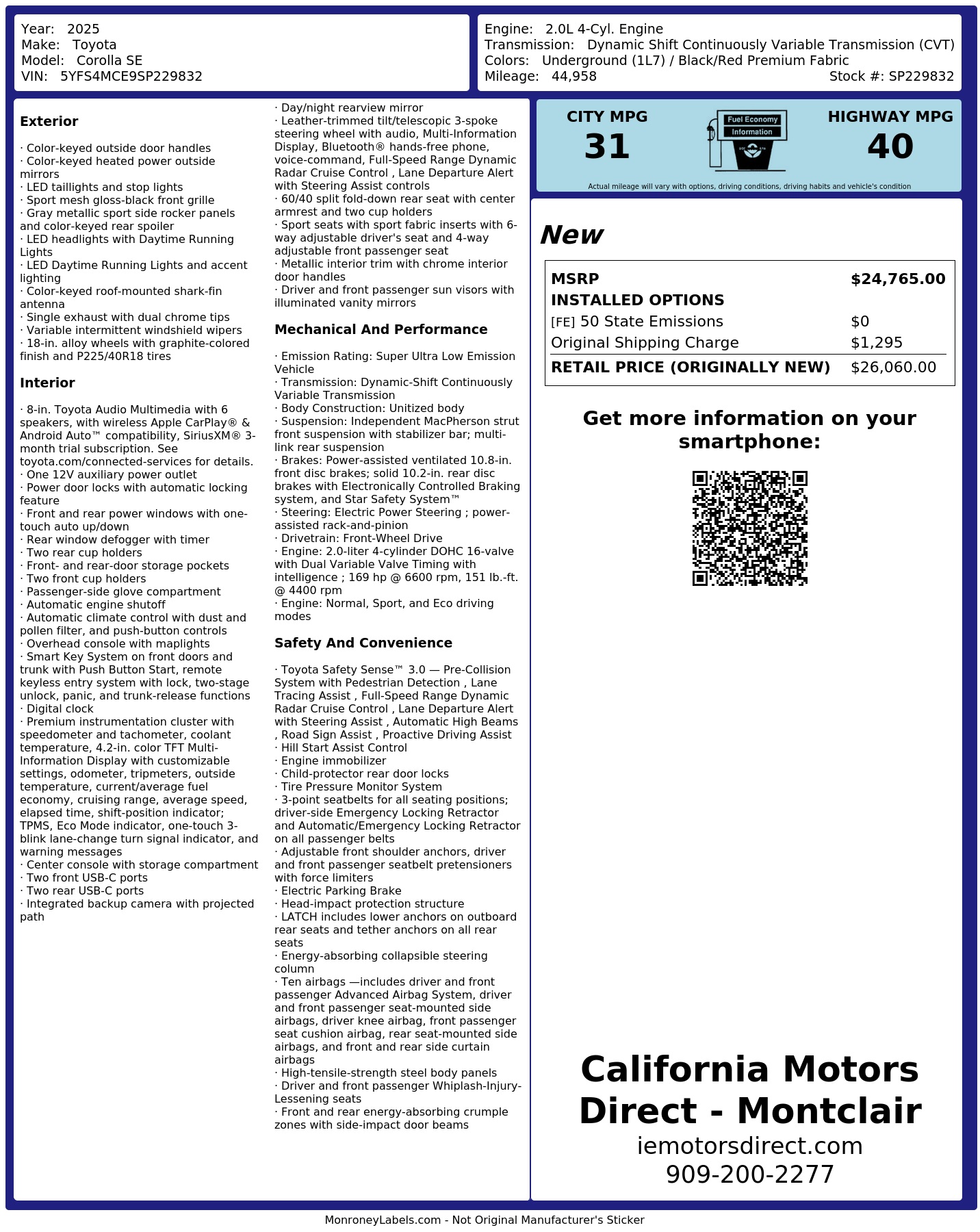 Monroney Label