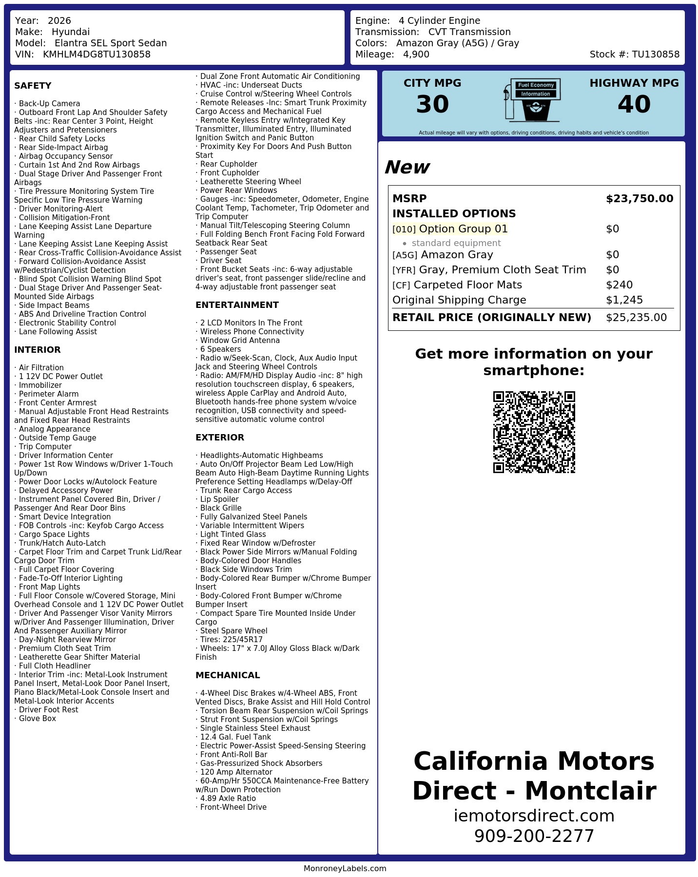 Monroney Label