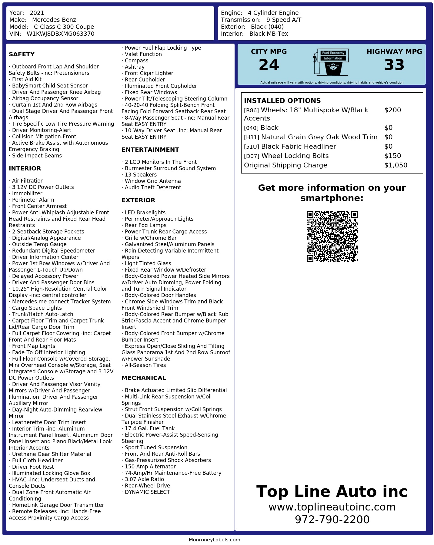 Monroney Label