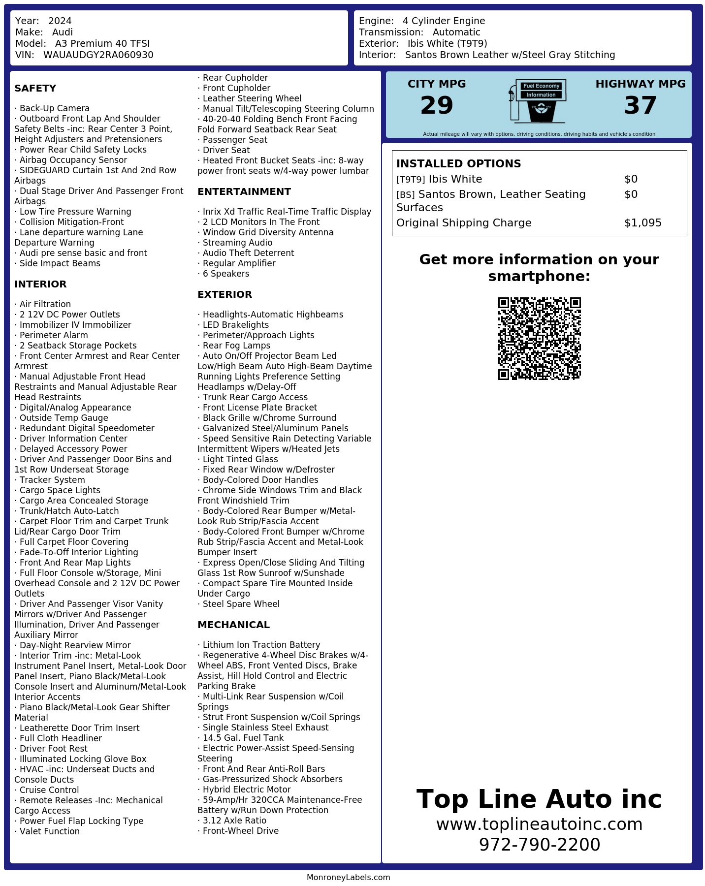 Monroney Label