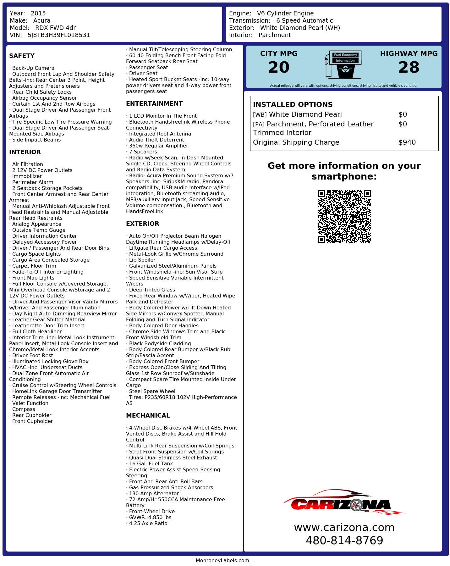 Monroney Label