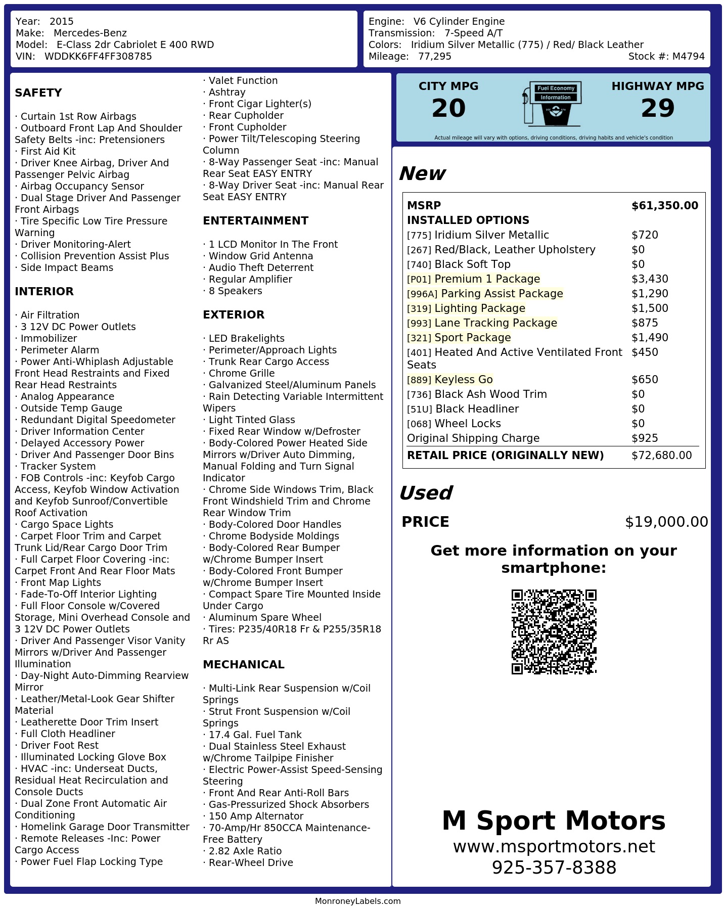 Monroney Label
