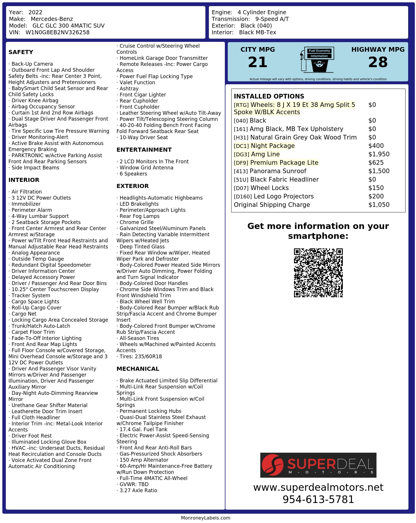 Monroney Label