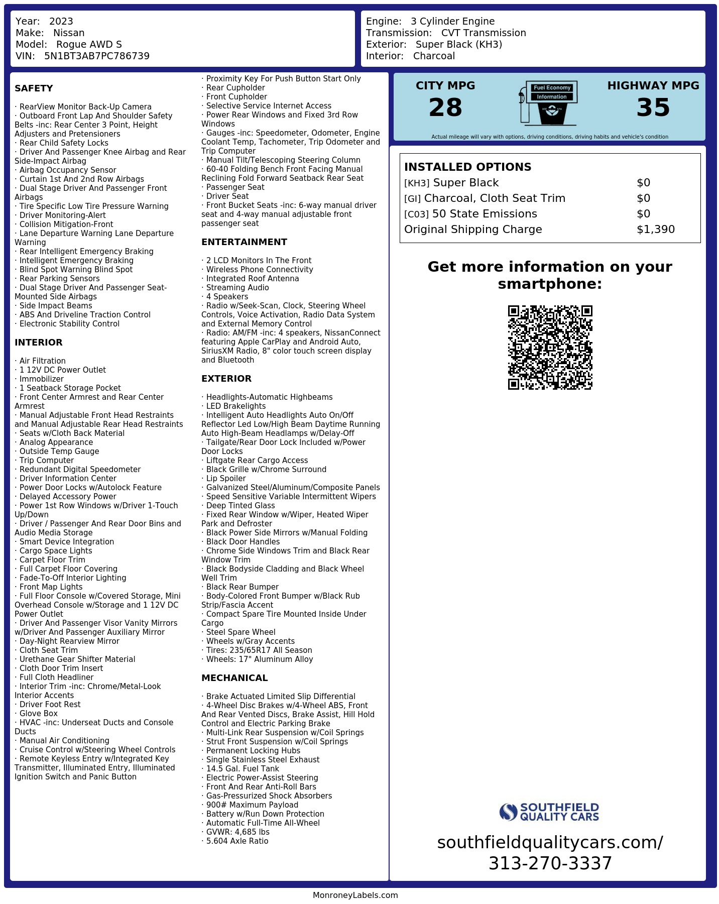 Monroney Label