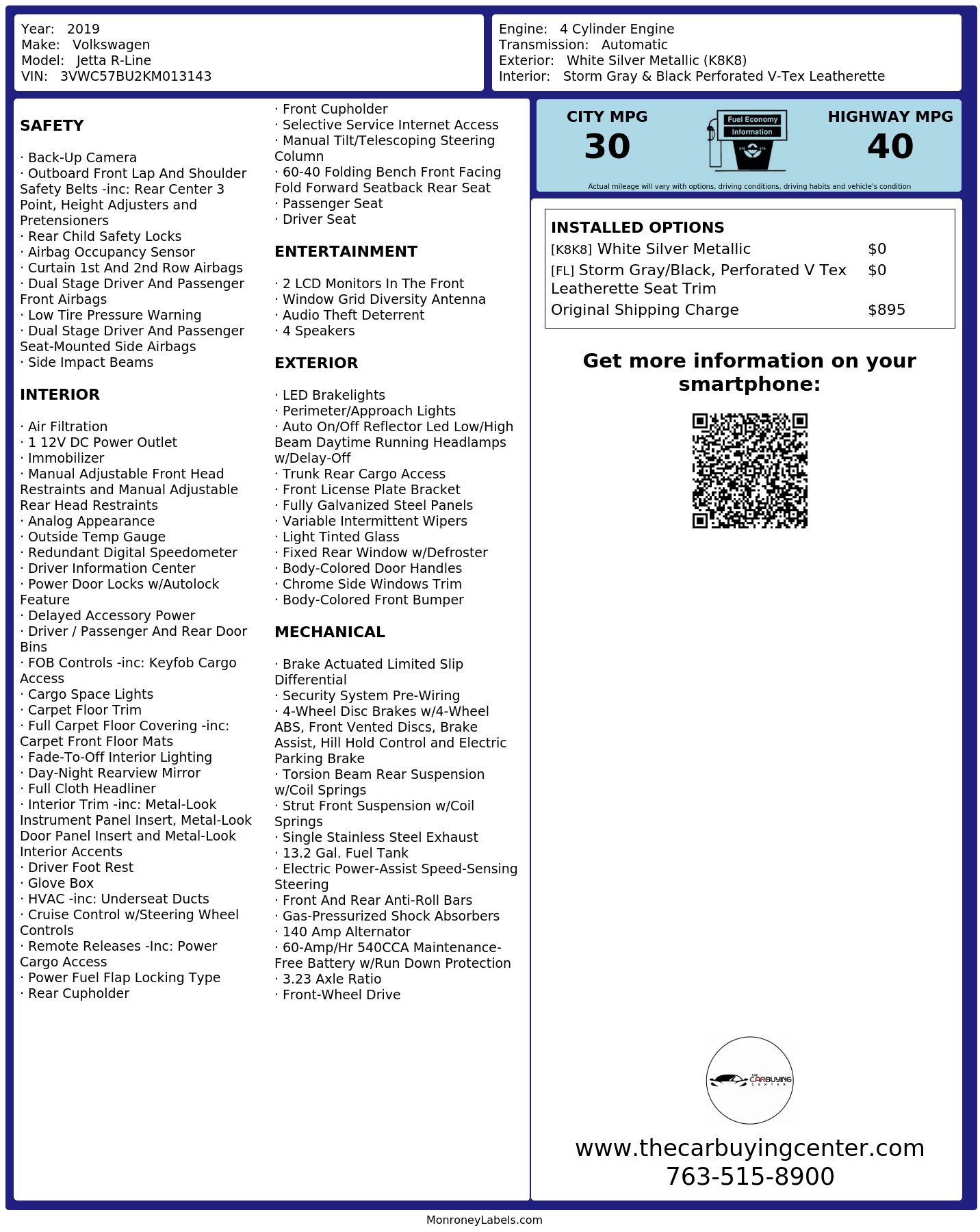 Monroney Label