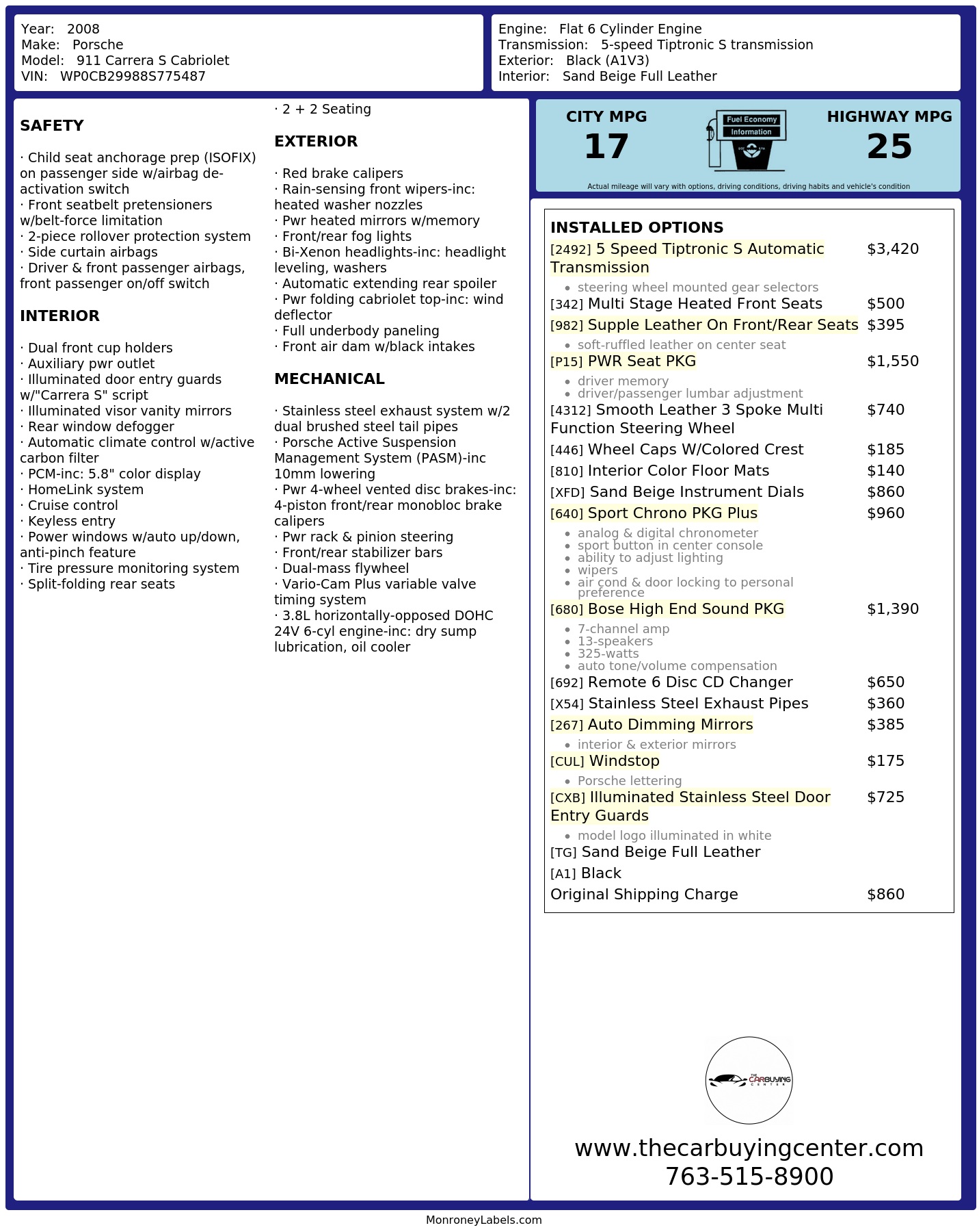 Monroney Label