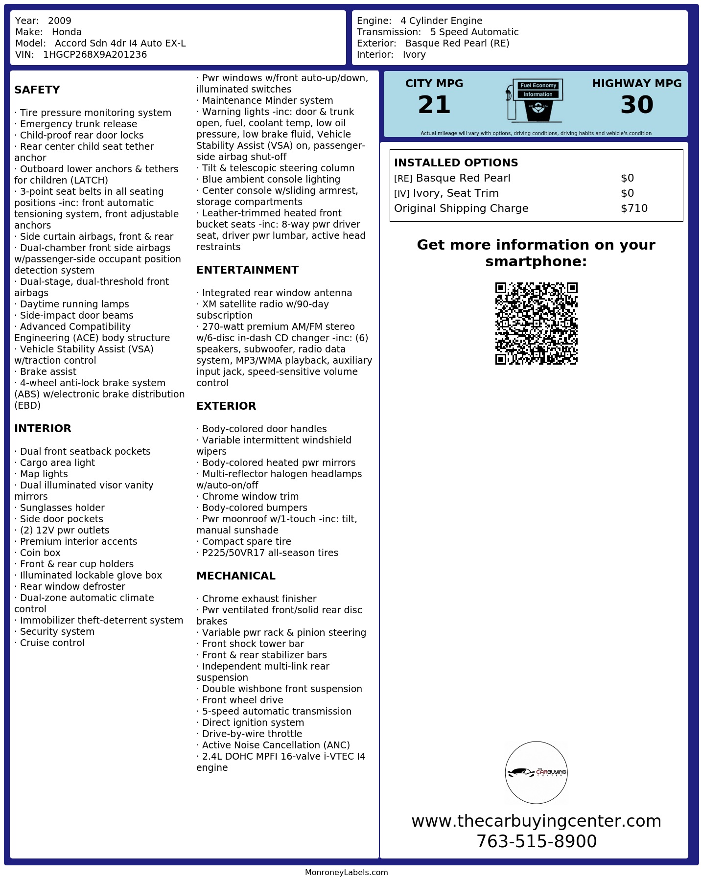 Monroney Label