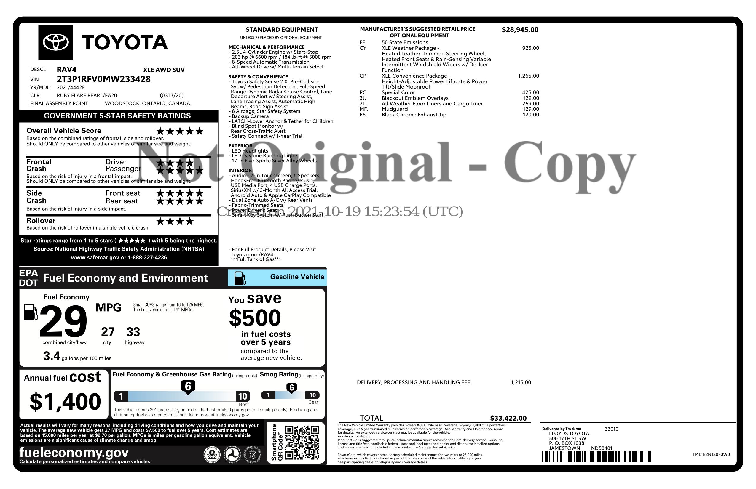 Monroney Label