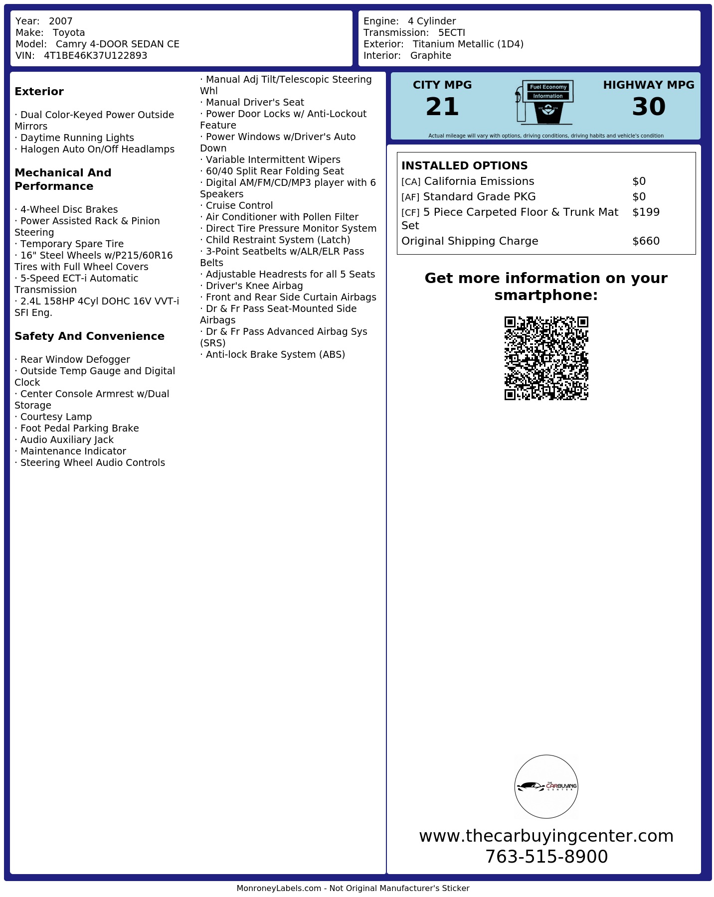 Monroney Label