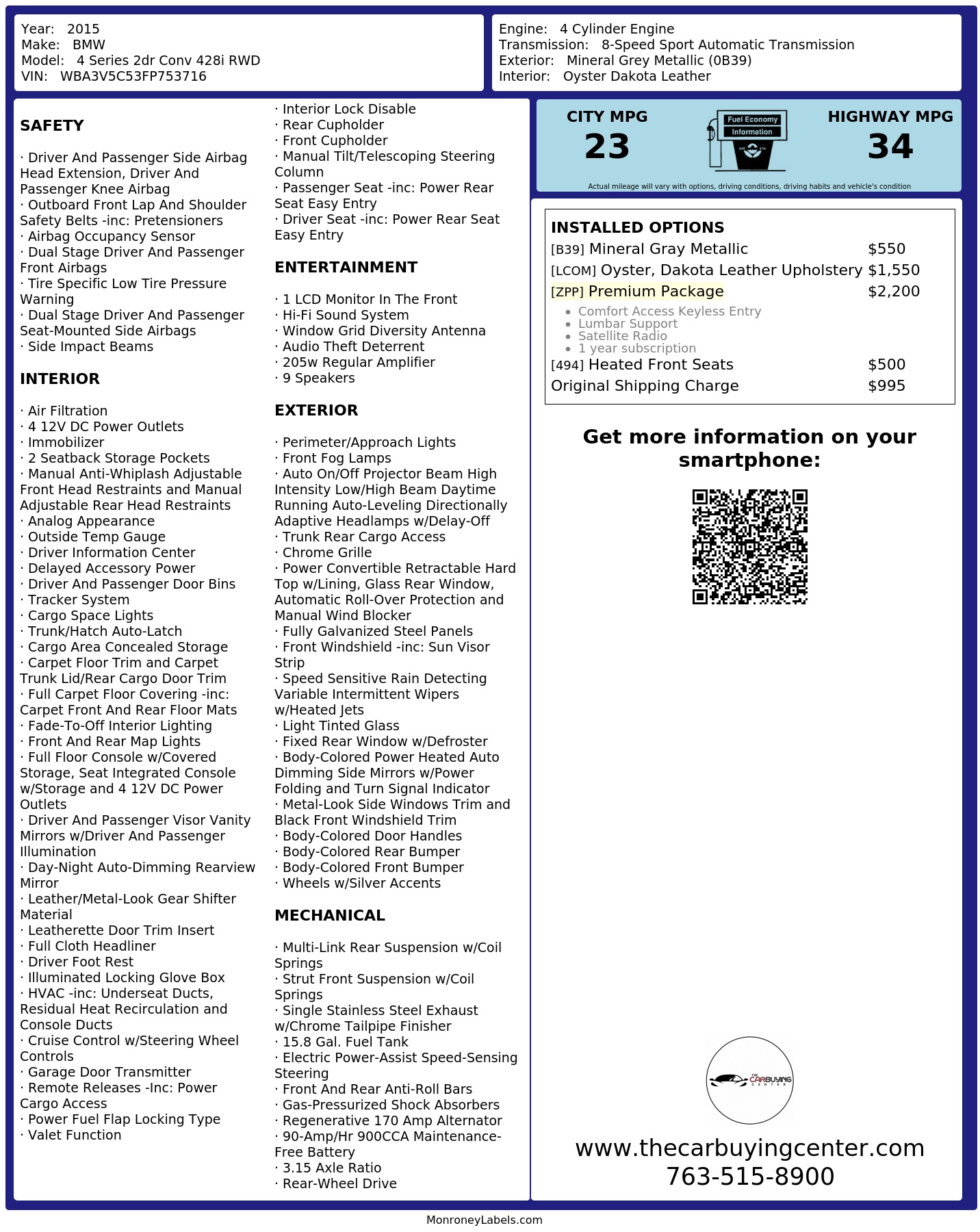 Monroney Label