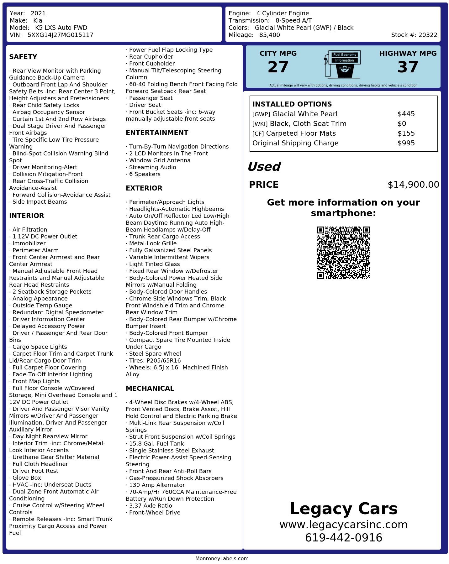 Monroney Label