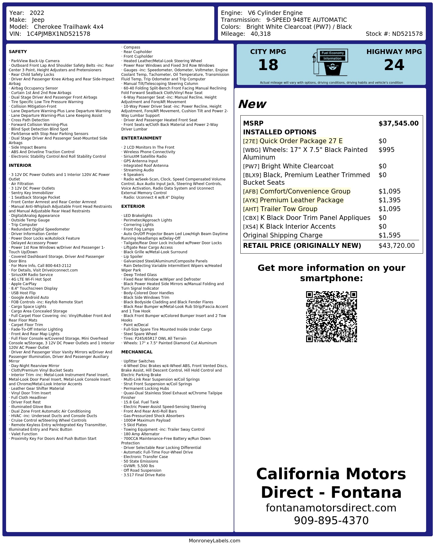 Monroney Label