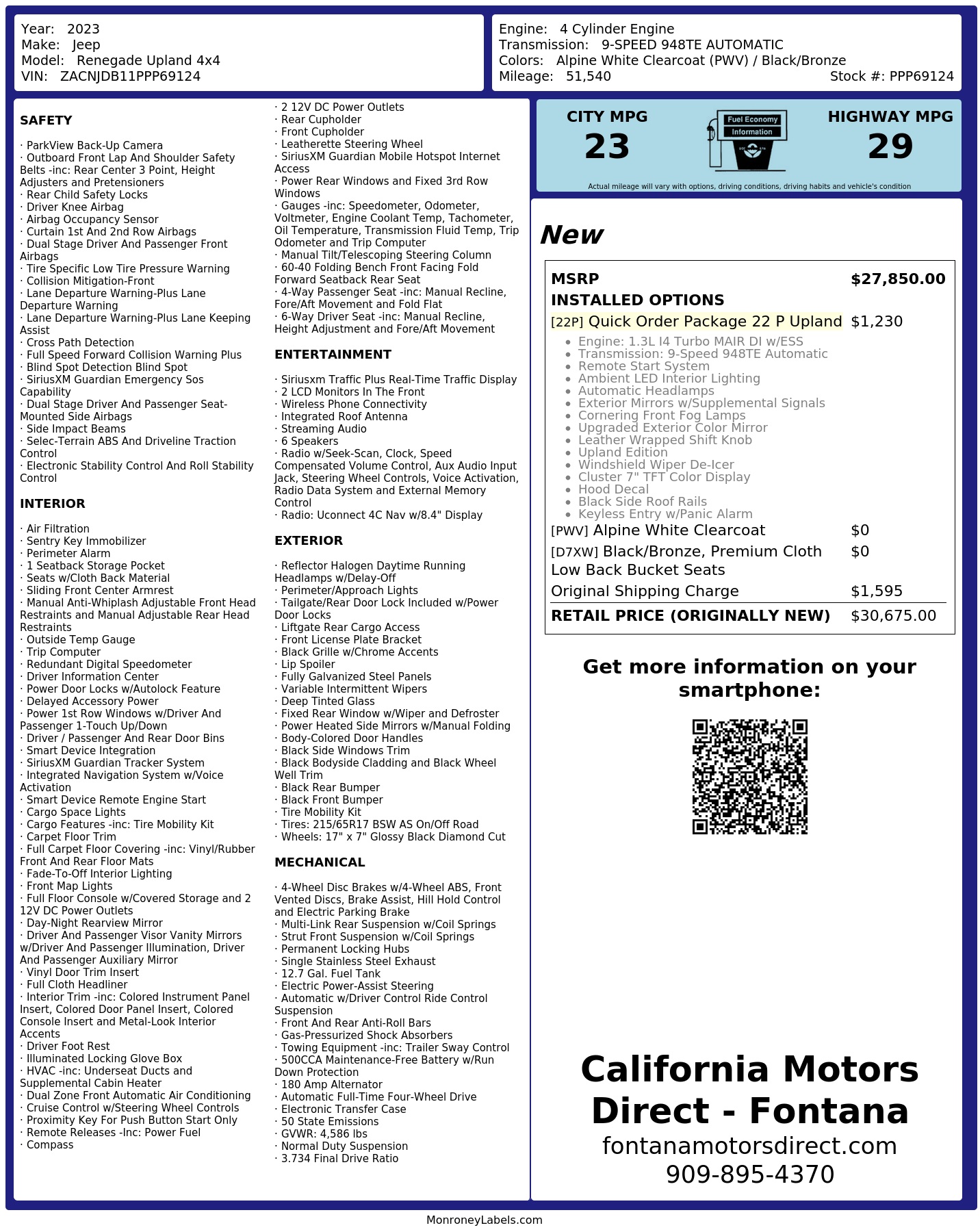 Monroney Label