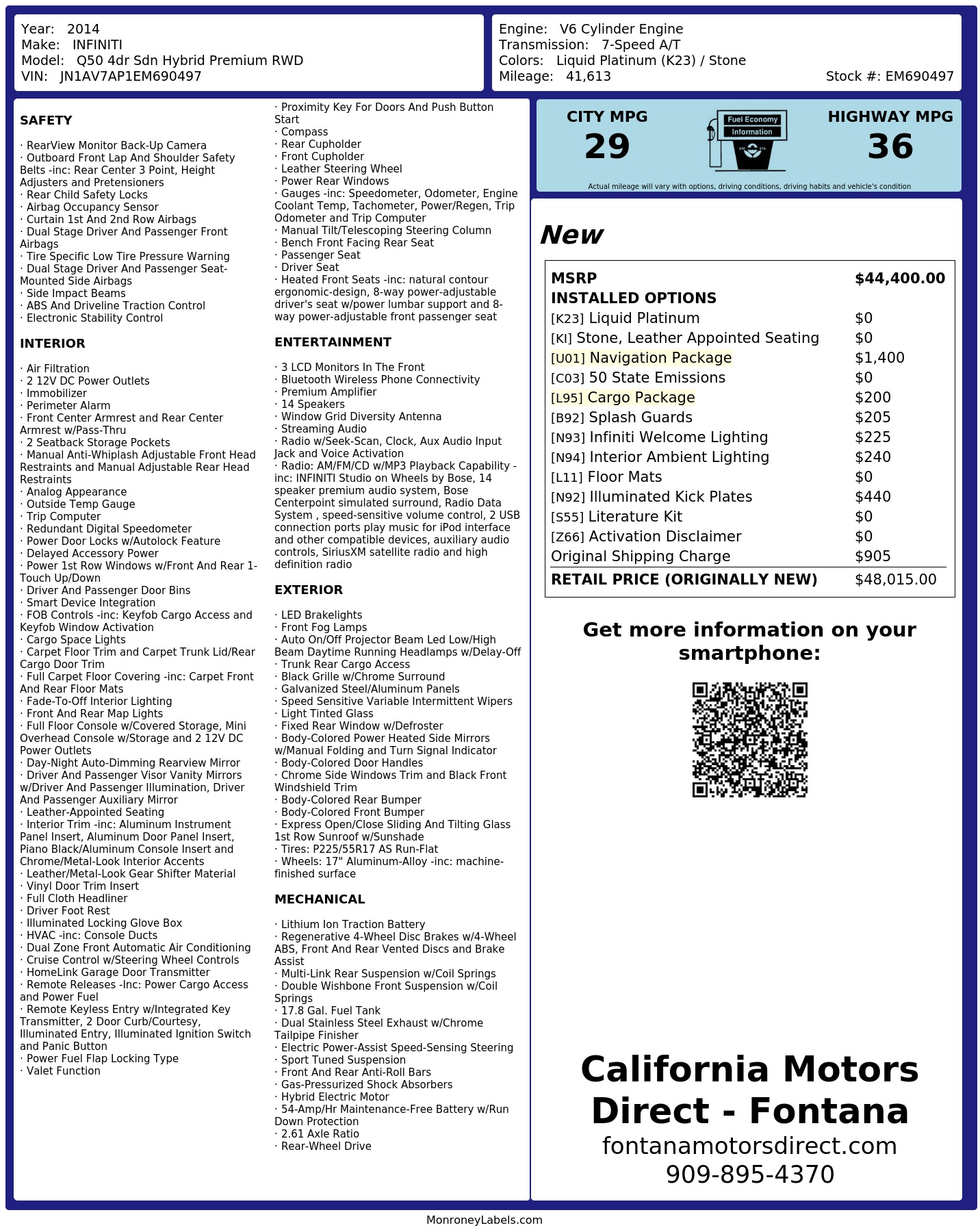 Monroney Label