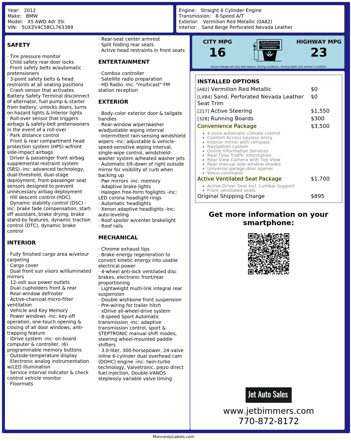 Monroney Label
