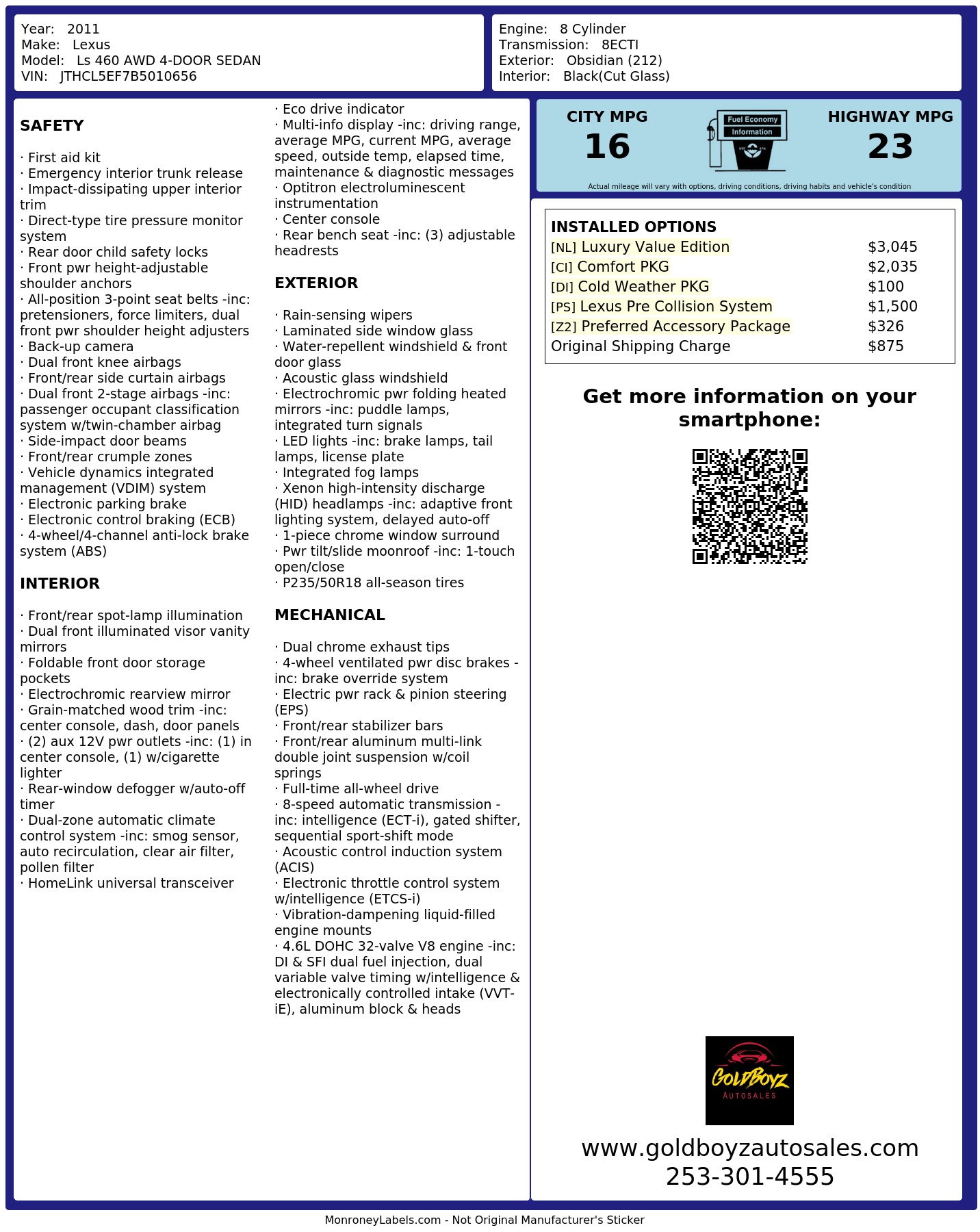 Monroney Label