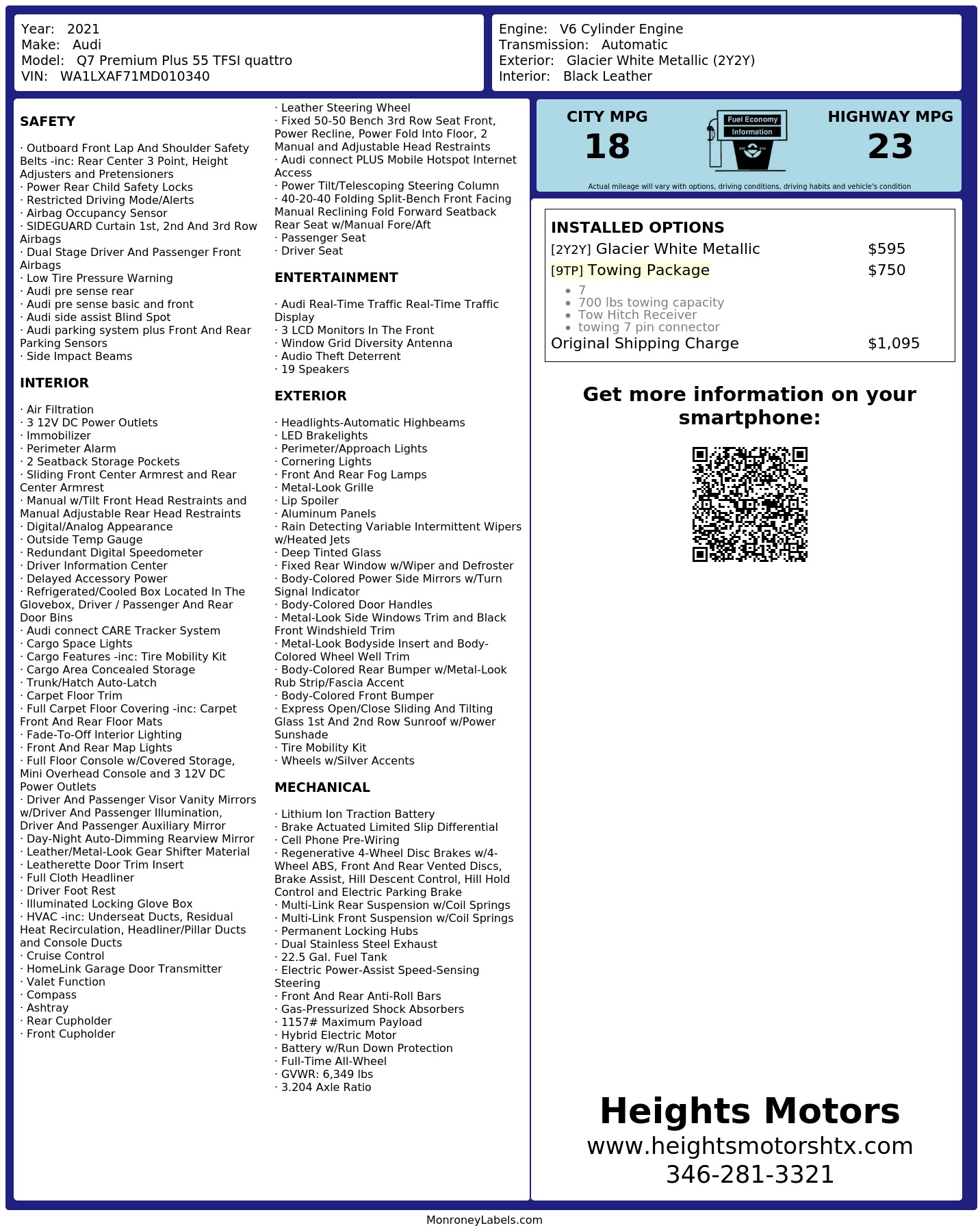 Monroney Label