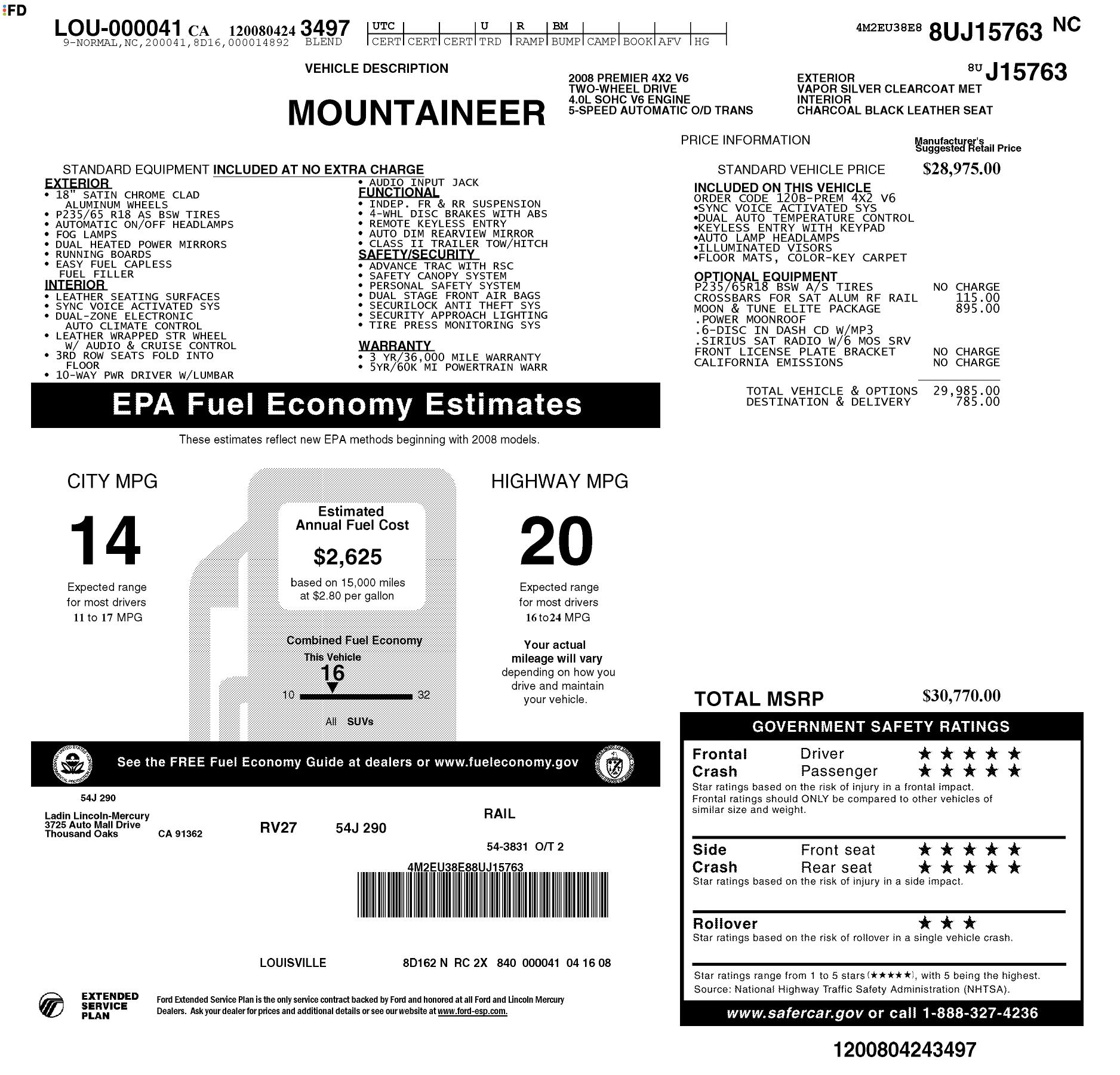 Monroney Label