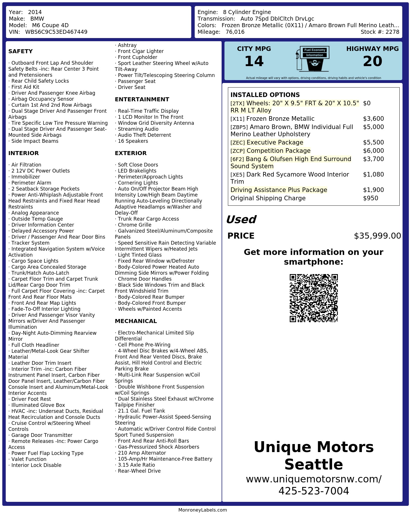 Monroney Label